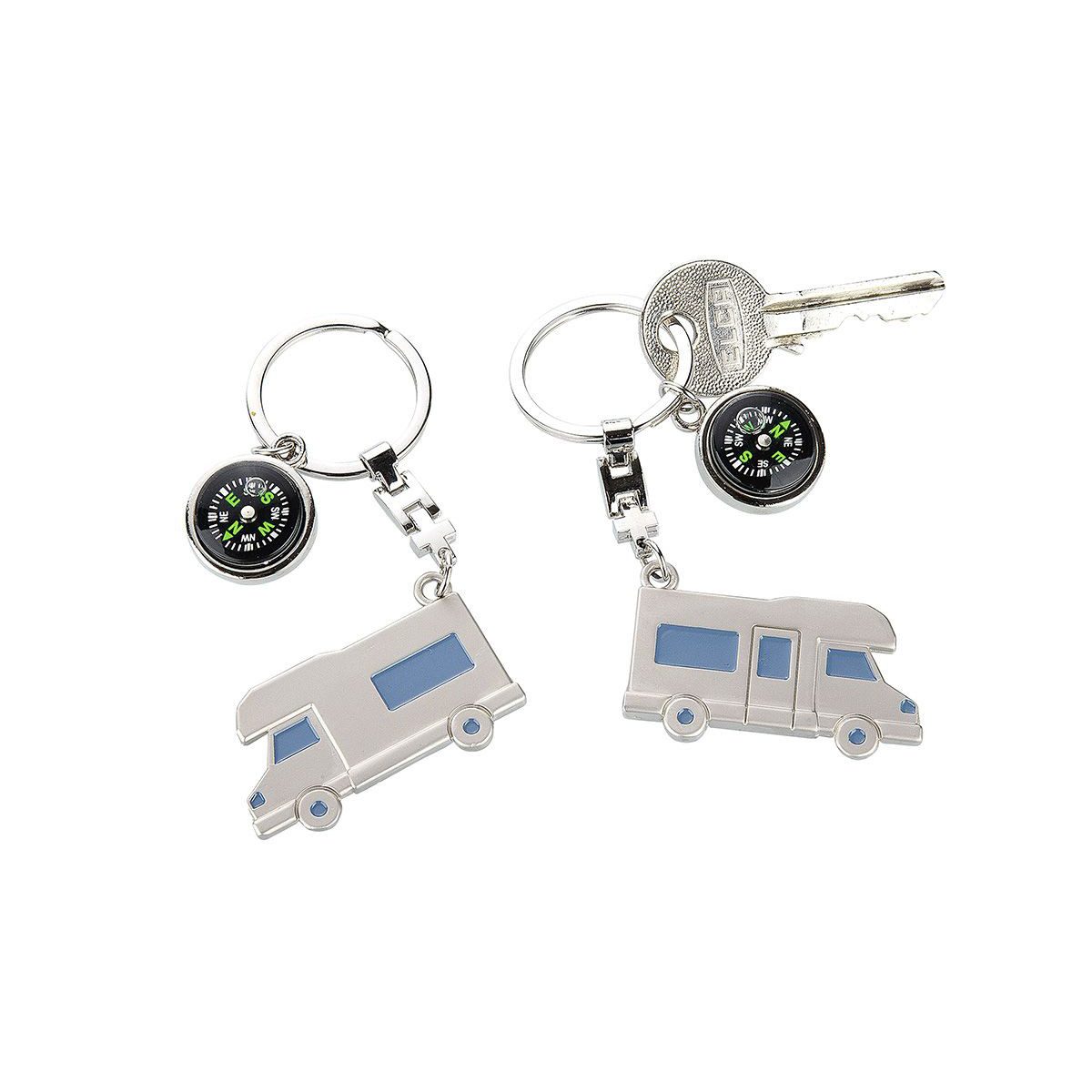 GILDE Schlüsselanhänger Metall Schlüsselanhänger mit Wohnmobil und Kompass