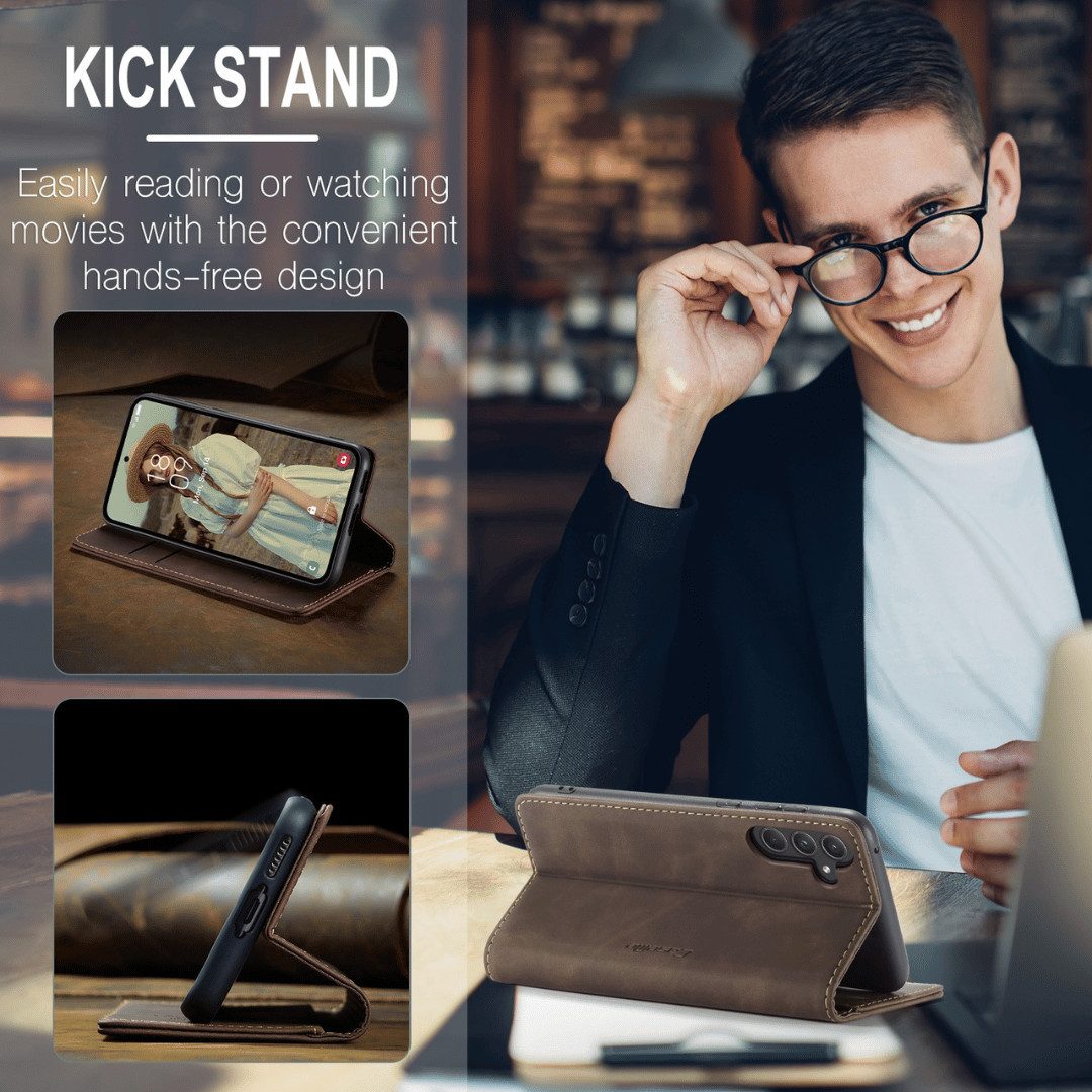 SmartUP Smartphone-Hülle für Samsung Galaxy A56 5G Klapphülle Fliphülle Tasche Full Case Cover 6,7 Zoll, Integrierte Standfunktion, zwei Kartenfächer – Bild 5 von 5