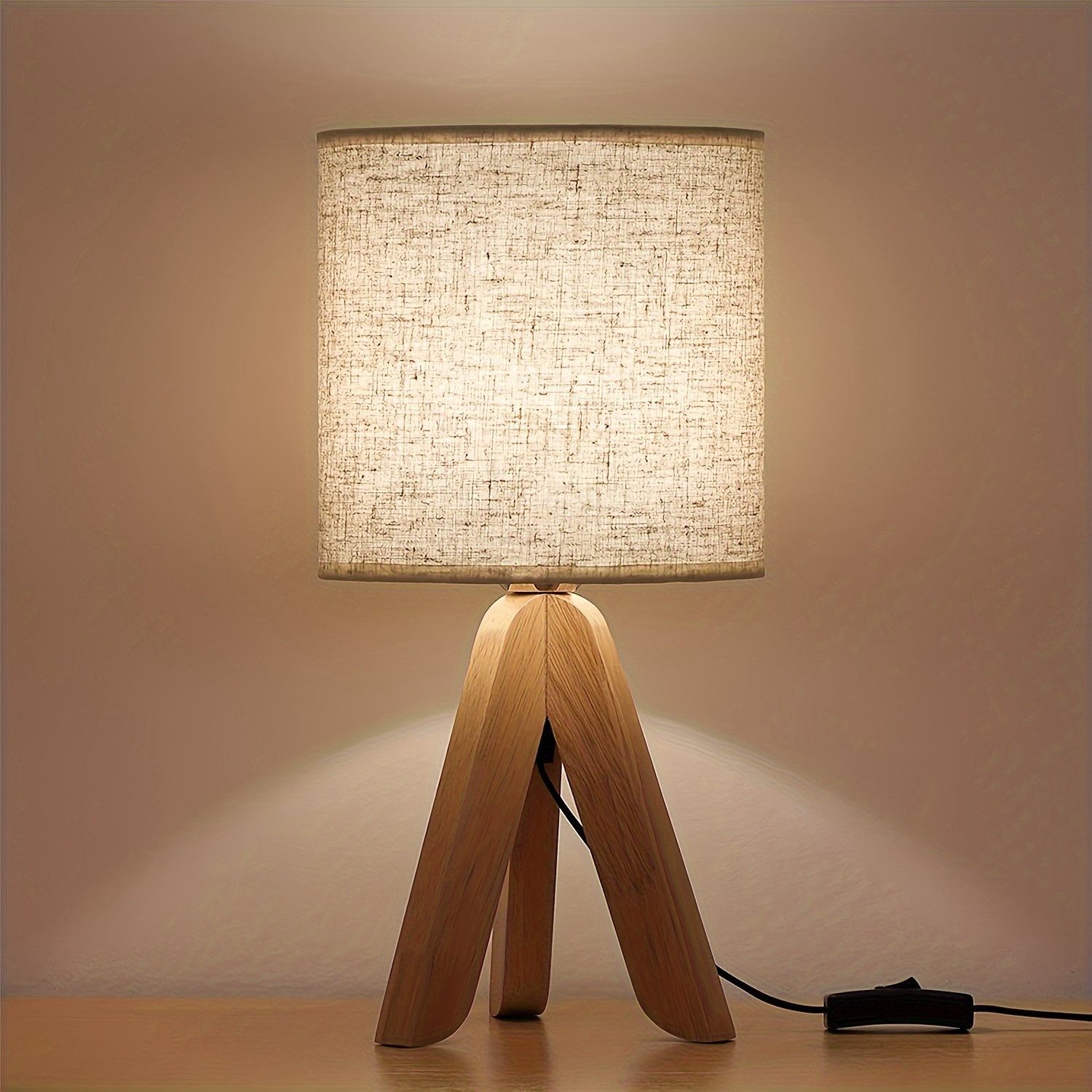 JDONG Nachttischlampe aus Holz, Stativ Tischlampe günstig online kaufen