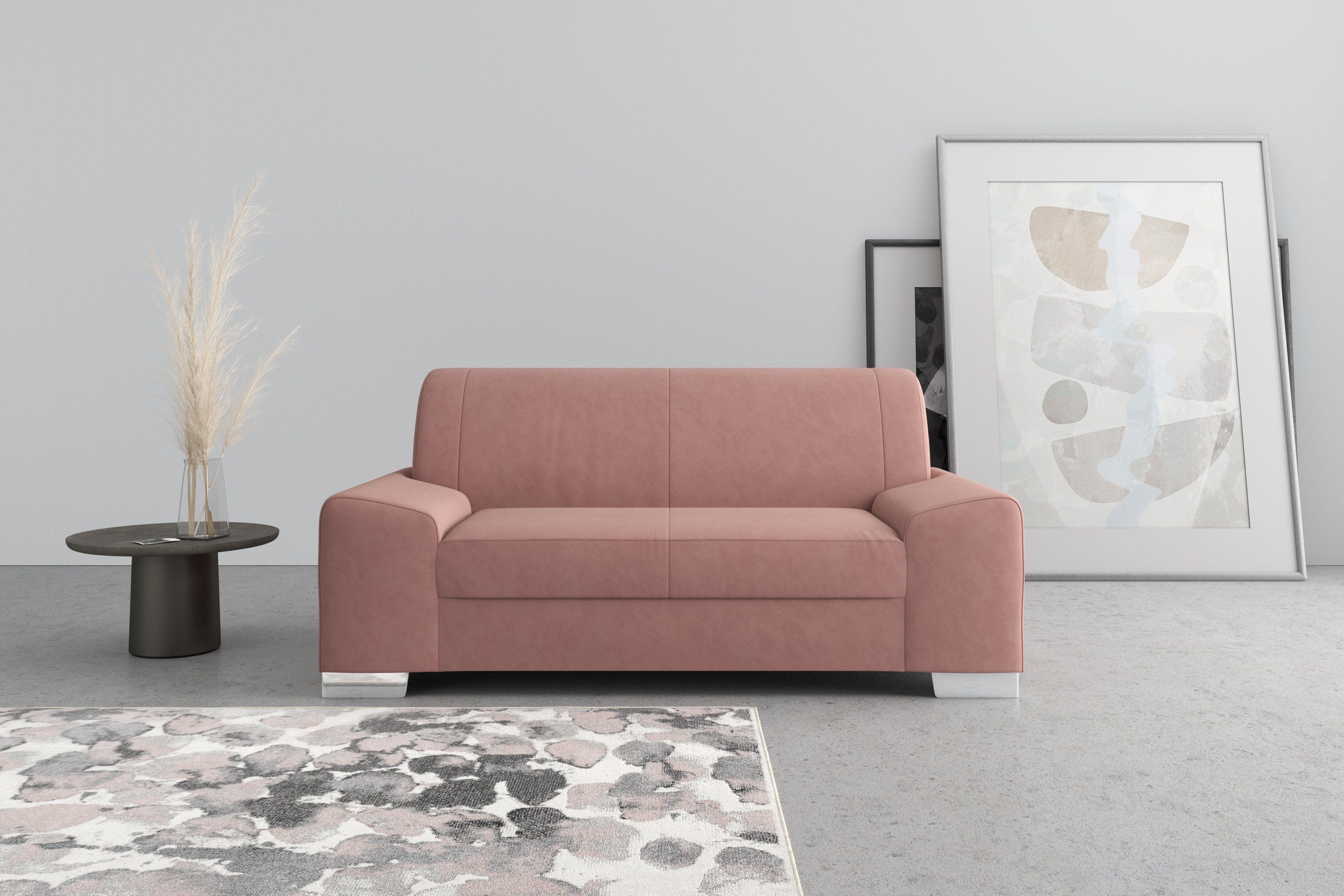 DOMO collection 2-Sitzer Anzio in kubischer Formensprache, flache Armlehnen, Breite 184cm, wahlweise mit Federkern