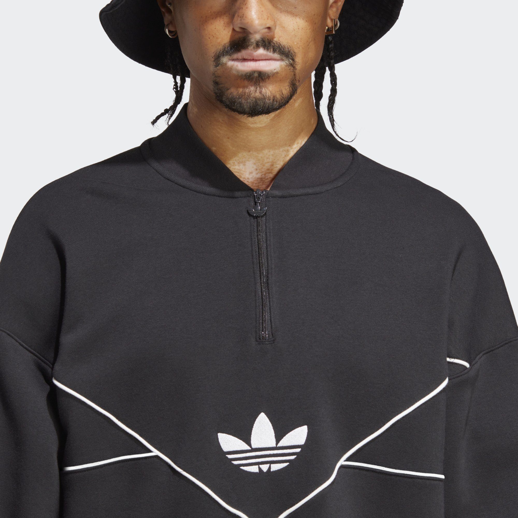 adidas Originals Sweatshirt ADICOLOR SEASONAL / ARCHIVE White Black SWEATSHIRT HALF-ZIP