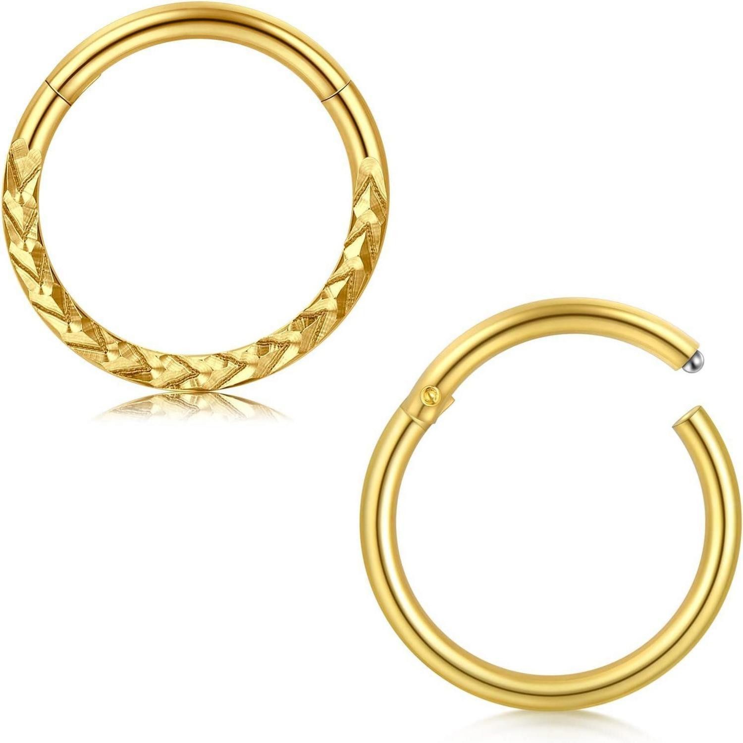 Nasenpiercing Nasenring 2Stk 16G Edelstahl Clicker Septum Helix Gold Weizen