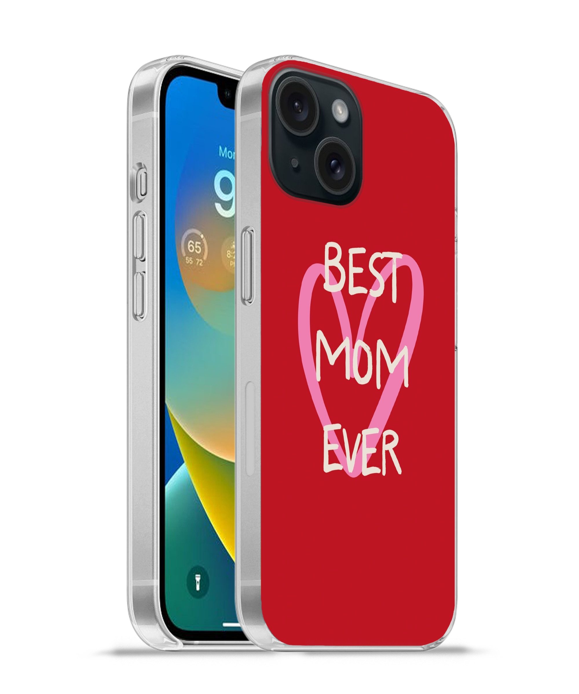 MuchoWow Handyhülle für Apple iPhone 15 Mutter - Zitat - Herz - Rot, Smartphone-Bumper, Print, Handy Schutzhülle Dünn