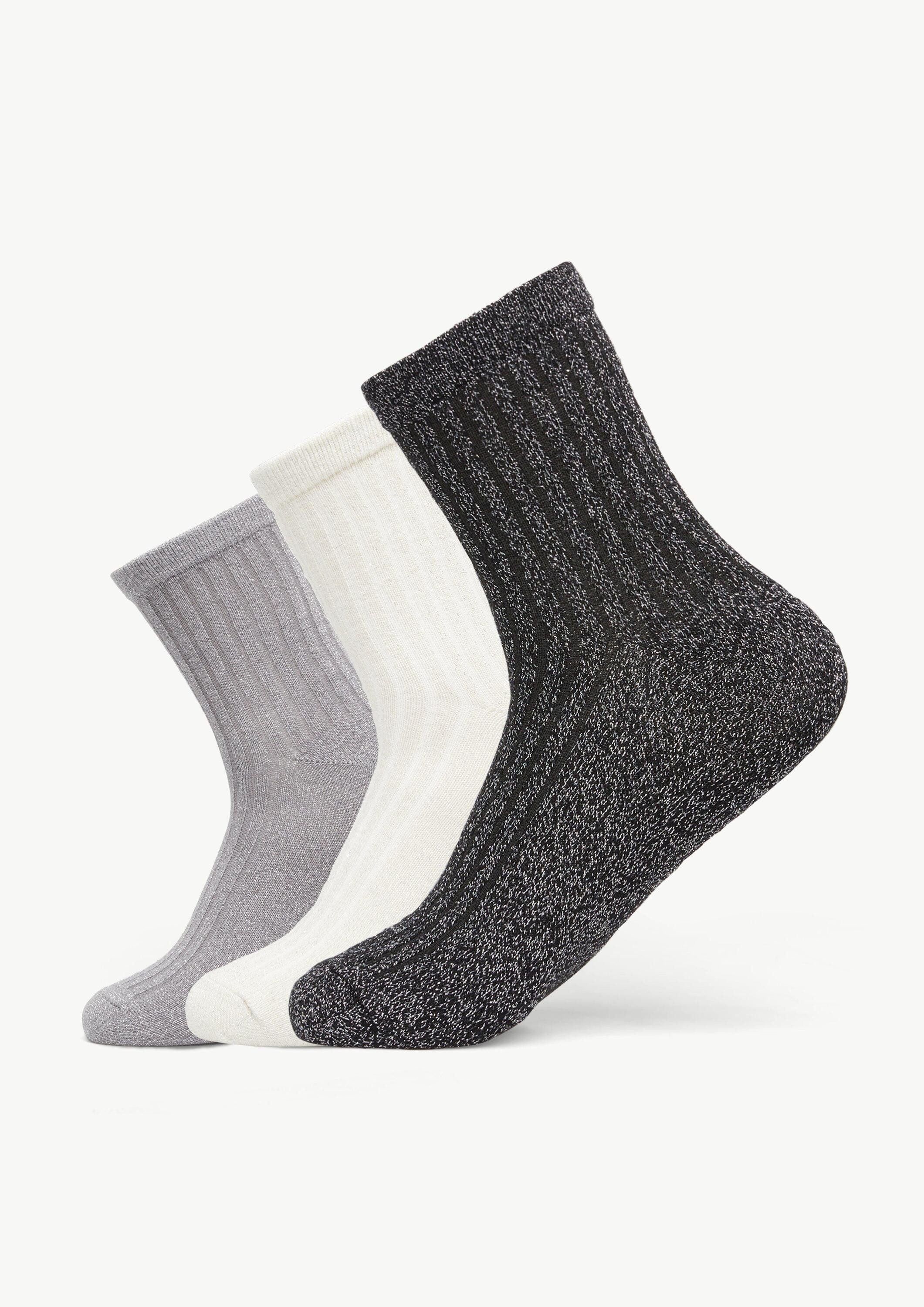 comma Socken Socken Socken im 3er-Pack aus Baumwollmix mit Glitzergarn