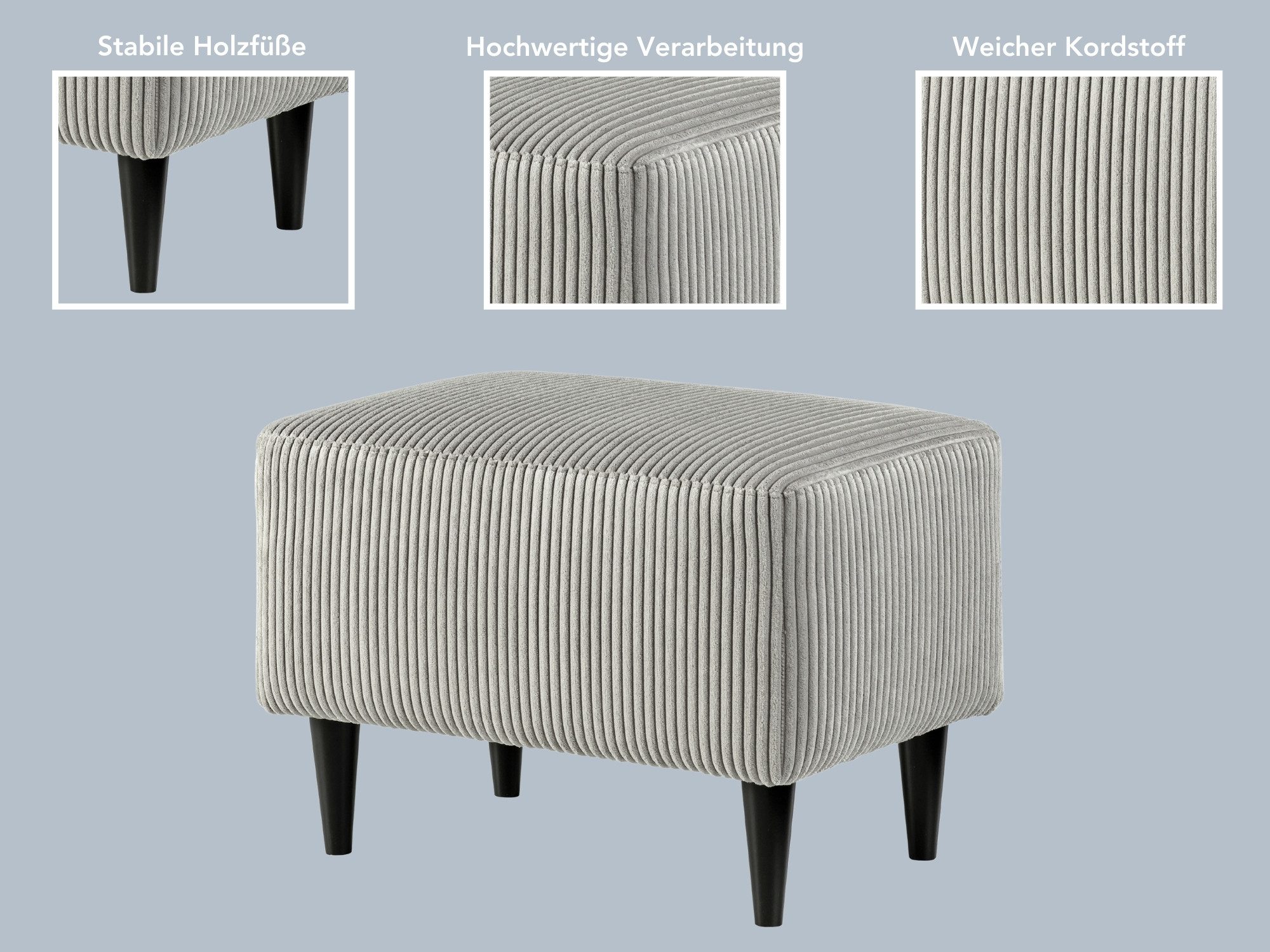 XDREAM Polsterhocker bequemer und moderner Fusshocker, gepolstert (1 St), verschiedene Bezugsqualitäten, in vielen modernen Farben erhältlich