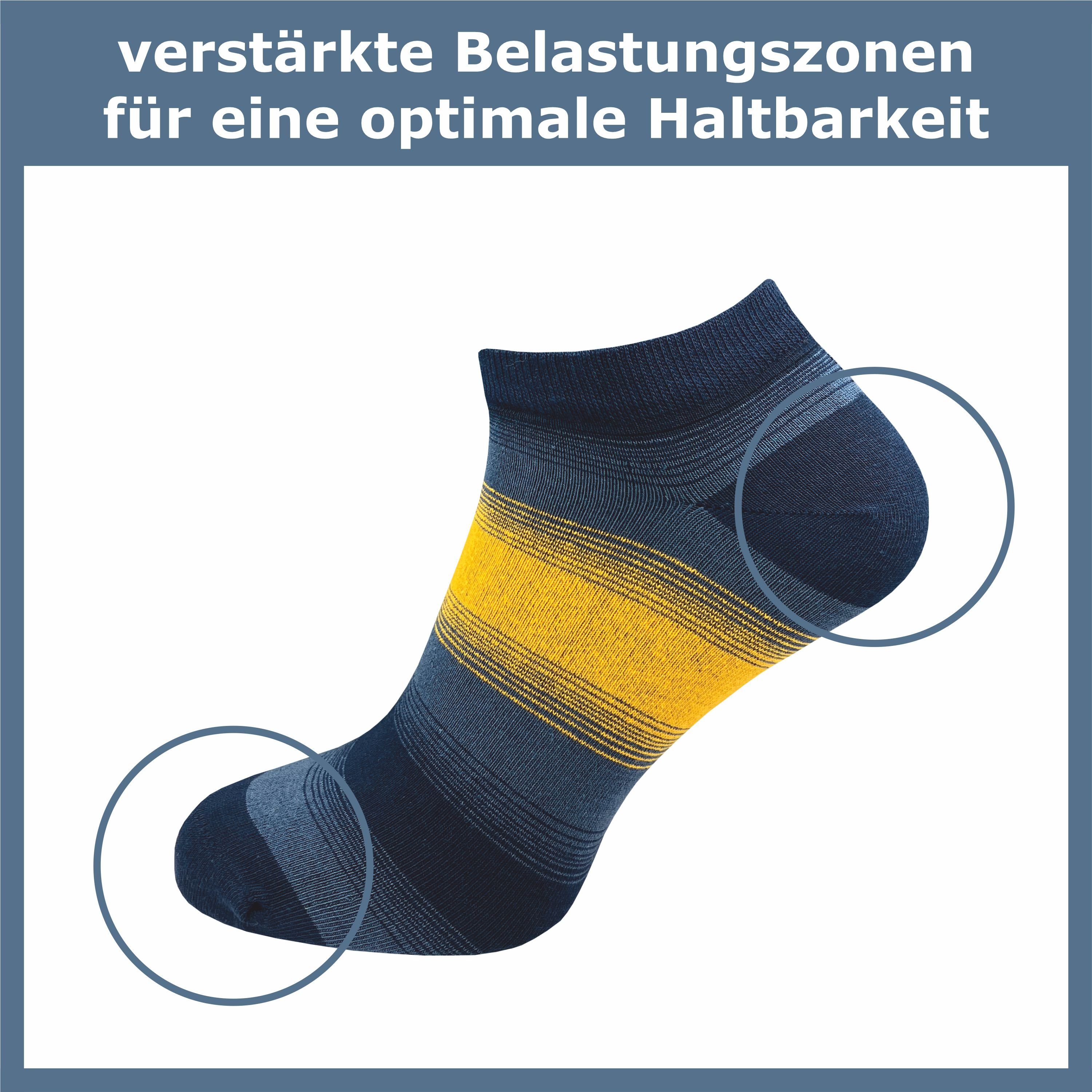GAWILO Sneakersocken für Damen & Herren - bunte kurze Socken mit hohem Baumwollanteil (6 Paar) Extra feines Maschenbild - absolut blickdicht - Ringel Muster