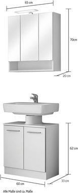 Saphir Badmöbel-Set Quickset 953 2-teilig, Waschbeckenunterschrank und LED-Spiegelschrank, (Set), in Weiß Glanz, Badmöbel inkl. Türdämpfer, ohne Waschbecken, 5 Türen