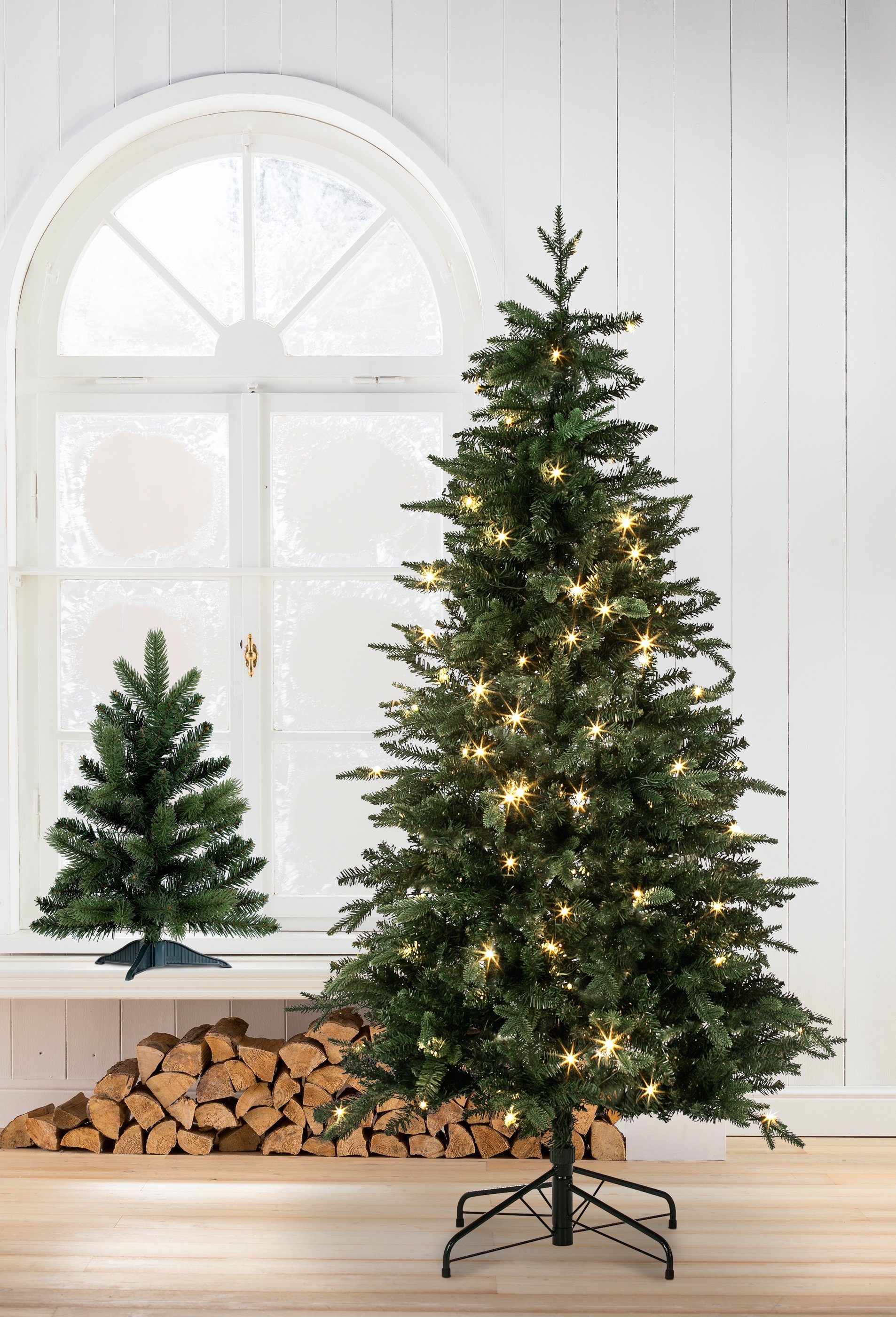 mit Dehner LED cm, cm, Weihnachtsbaum mit Beleuchtung Künstlicher Ø Tanne LED/Ständer, 101.6 Christbaum Espen künstlicher 180 hochwertiger