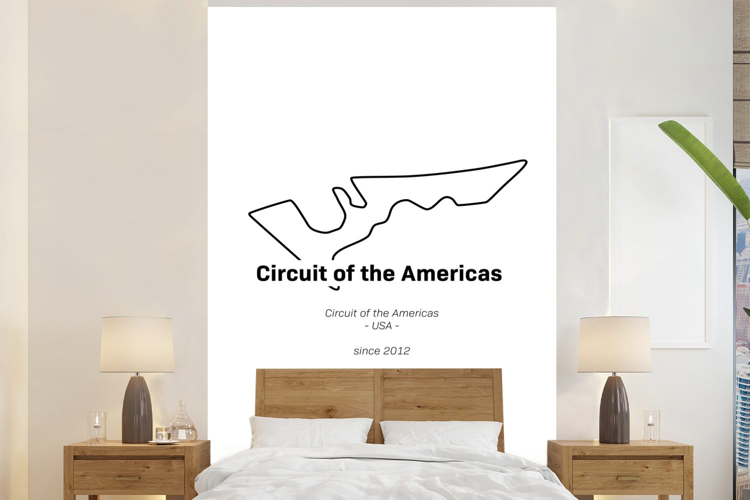 MuchoWow Fototapete Amerika - Rennstrecke - Formel 1, Matt, bedruckt, (3 St), Montagefertig Vinyl Tapete für Wohnzimmer, Wandtapete