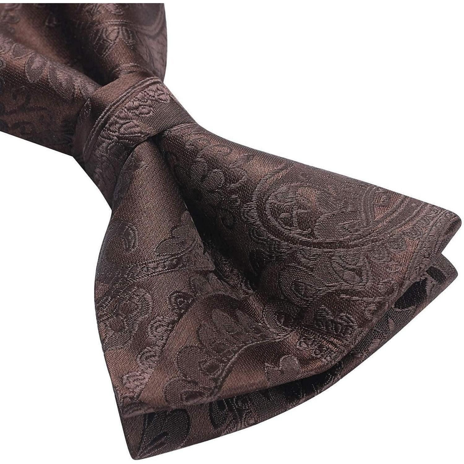 LuxusKollektion Krawatte Fliege Herren Paisley Einstecktuch Manschettenknopf Set A1-Braun (1-St) – Bild 5 von 5