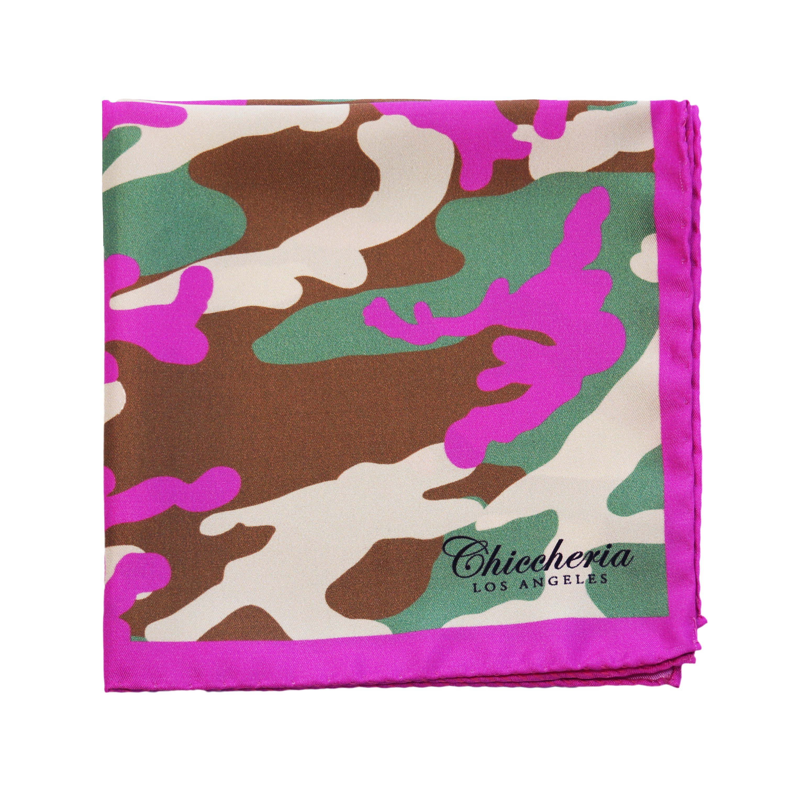 Chiccheria Brand Einstecktuch CAMO, Made in Italy, Camouflage, 100% Seide Pink