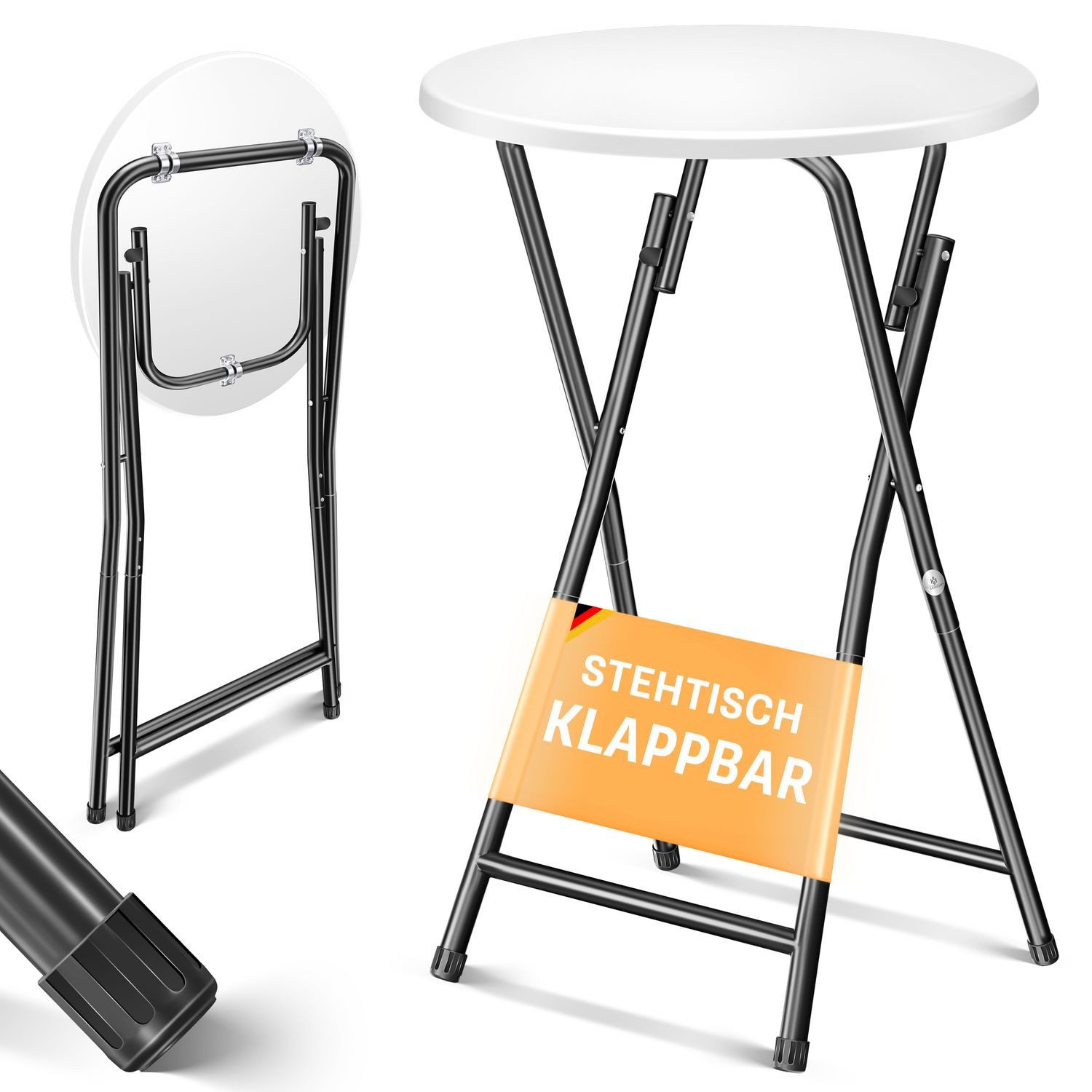 KESSER Bistrotisch Stehtisch Bistrotisch mit PVC-Platte Wetterbeständiger Klapptisch (1-St., 4 Standfüße pulverbeschichtet), Partytisch Tisch rutschfest In- & Outdoor Hochzeit Empfangstisch