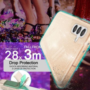 Nalia Smartphone-Hülle Samsung Galaxy S24 Plus, Klare Glitzer Hülle / Silikon Transparent / Glitter Cover / Bling Case