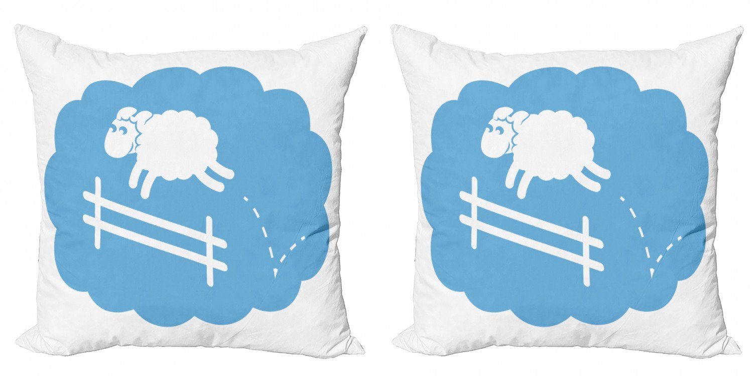 Kissenbezüge Modern Accent Doppelseitiger Digitaldruck, Abakuhaus (2 Stück), Zaun Counting Sheep Wolke Springen