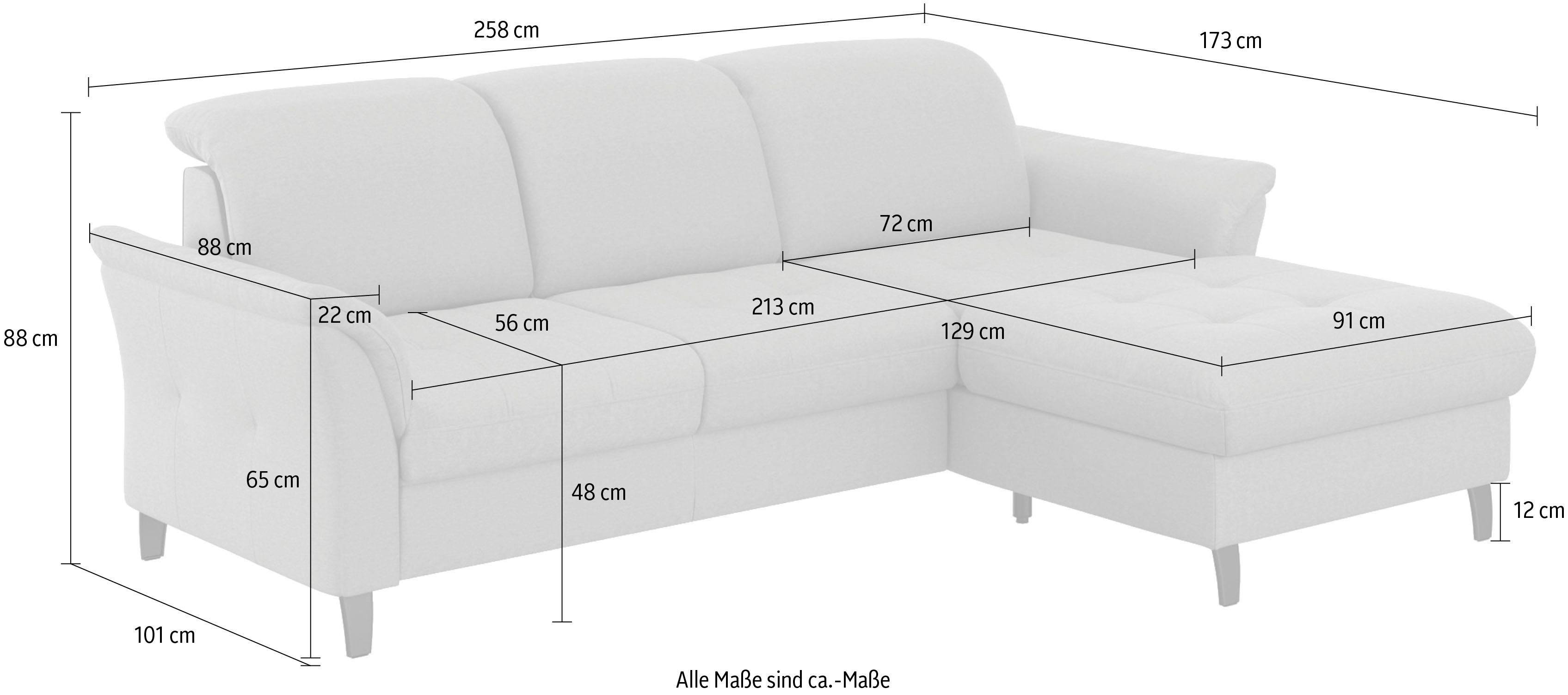 wahlweise Kopfteilverstellung, Bettkasten Maggiore, sit&more und mit Bettfunktion Ecksofa