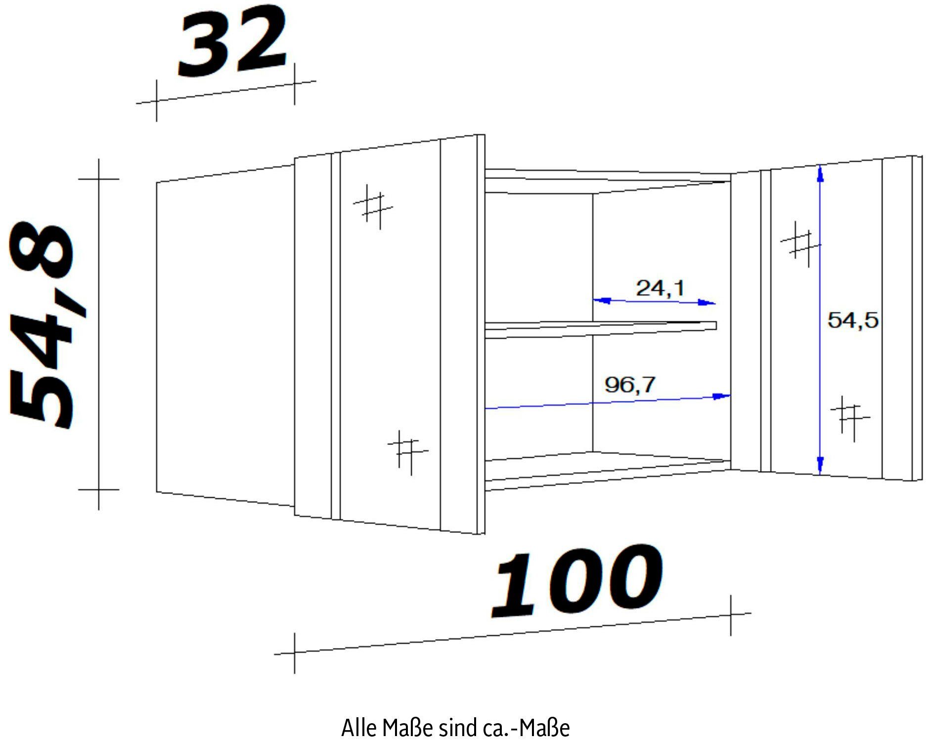 Flex-Well Glashängeschrank Bergen 32 x H (B x 54,8 T) x cm x 100