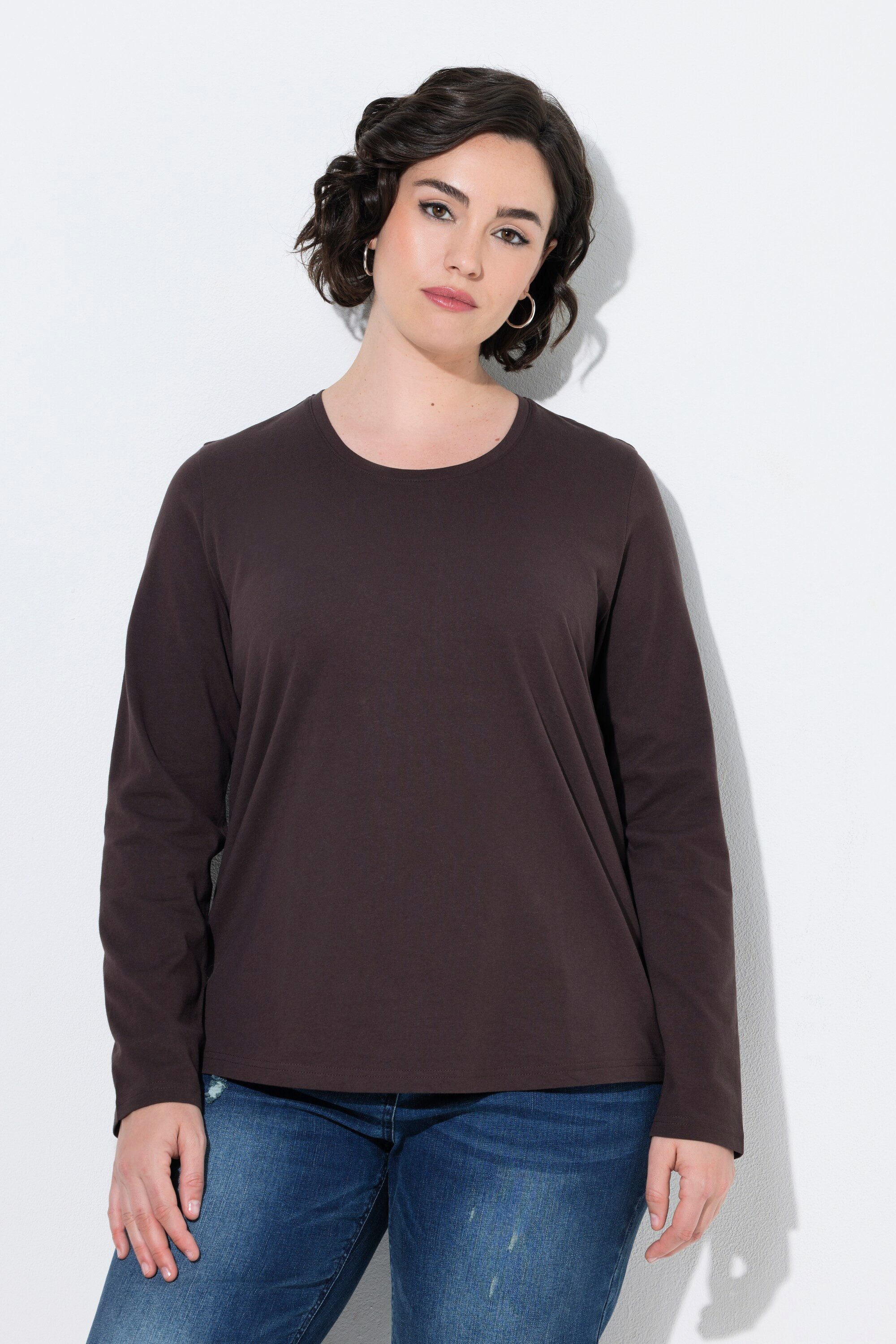 Ulla Popken T-Shirt Shirt Love Classic Rundhals Langarm