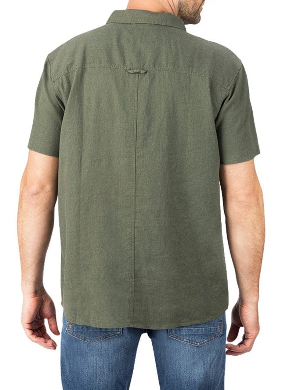 riverso Kurzarmhemd riverso Herren Kurzarm Leinen Hemd RIVCarlo Regular Fit (1-tlg)