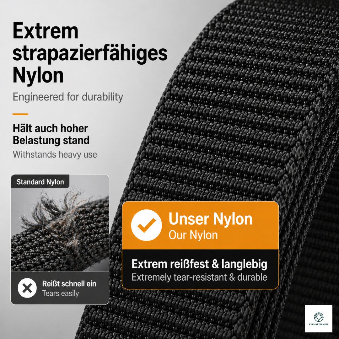 ZUKUNFTSENKEL Hüftgürtel Automatik Gürtel Herren Nylon mit Ratschenverschluss (Übergrößen bis 180 cm, 1-St., Stoffgürtel Schwarz) Robuster Arbeitsgürtel & eleganter Freizeitgürtel