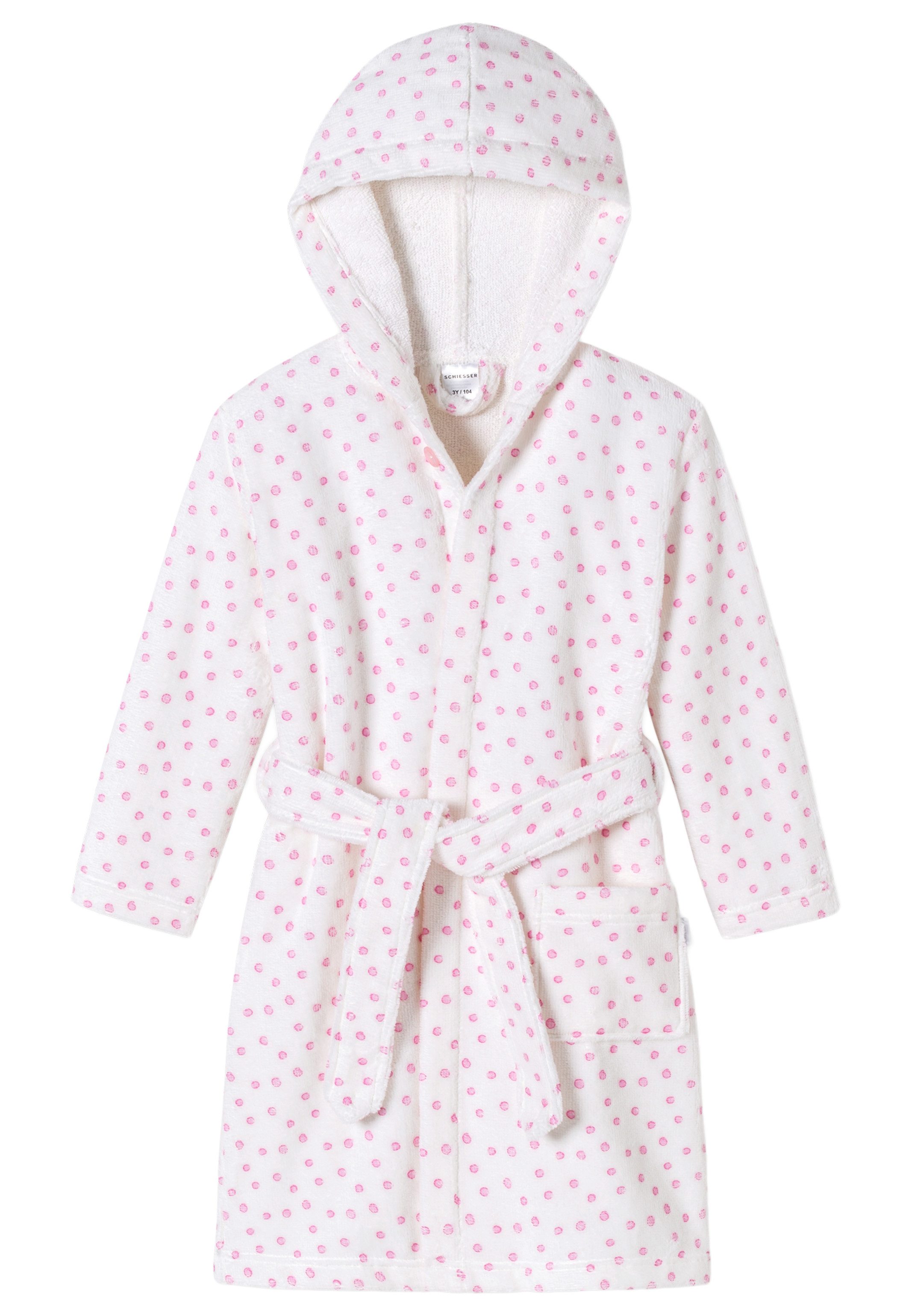 Schiesser Bademantel Kids Girls, Baumwolle, nicht relevant, Gürtel, Bademantel - Baumwolle - Mit großer Kapuze