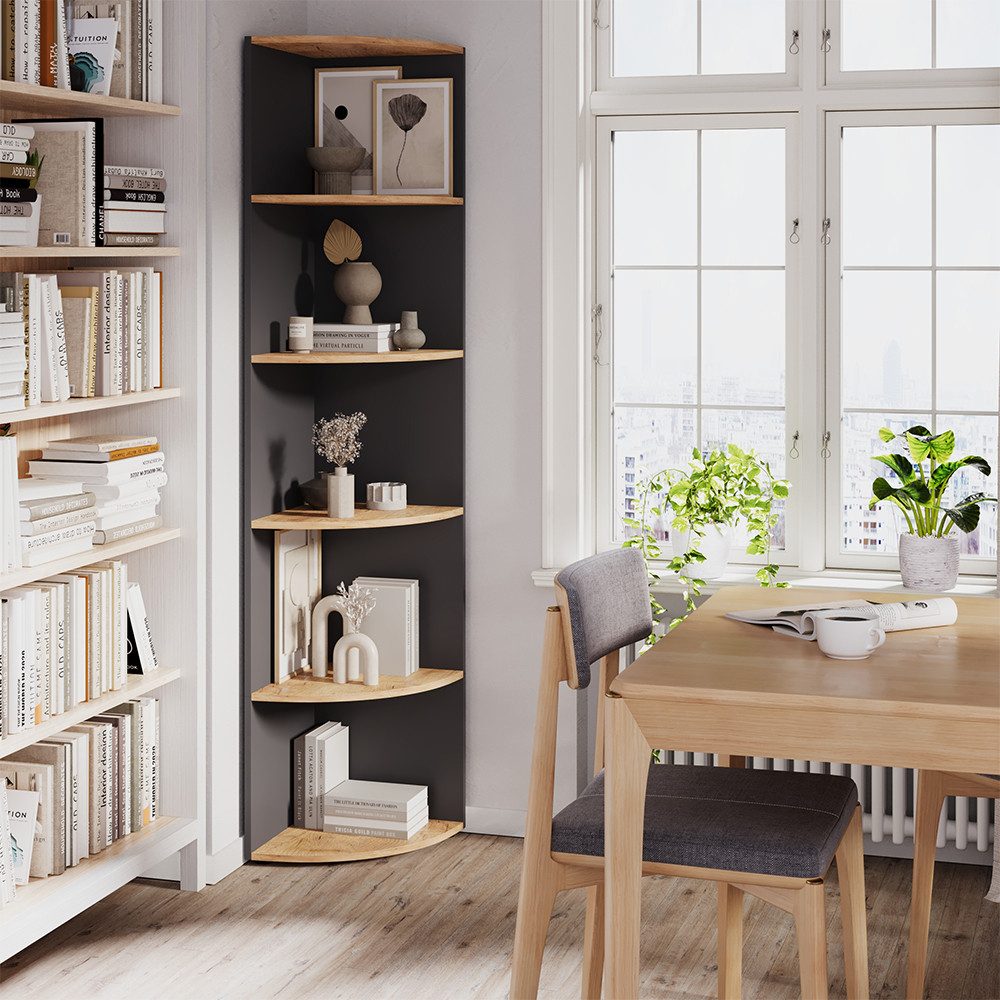 Vicco Eckregal Ecki, Anthrazit/Goldkraft Eiche, 40 x 180.6 cm günstig online kaufen
