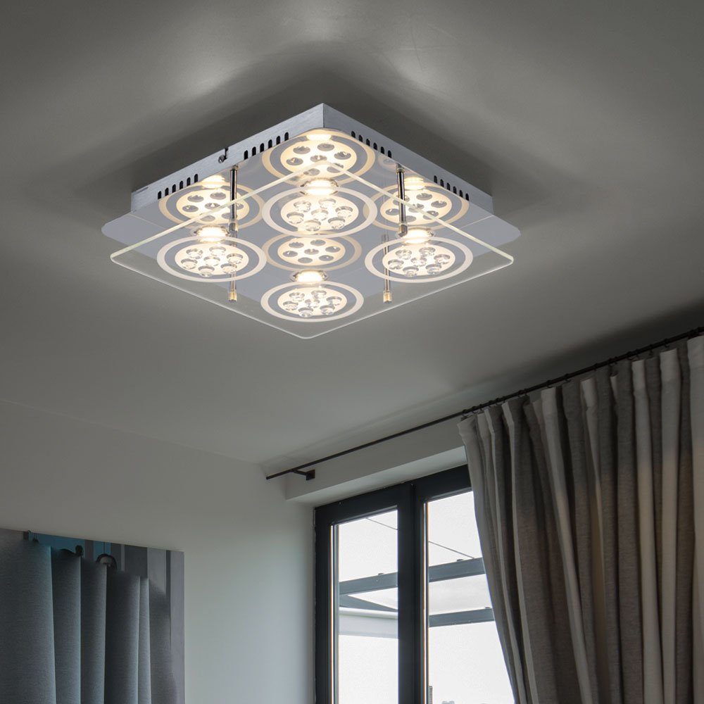 etc-shop LED Deckenleuchte, Leuchtmittel inklusive, Warmweiß, Deckenleuchte Deckenlampe Kristallleuchte Wohnzimmerlampe, 4 flammig