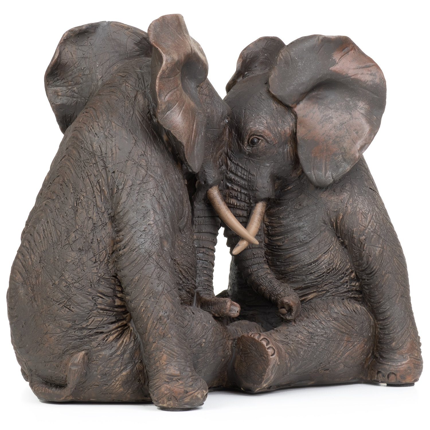 Moritz Dekofigur Deko-Figur Elefantenpaar Dekoelement Figuren Kopf aus dunkelbrau, sitzend an aus Polyresin Polyresin Kopf Dekofigur Dekoration