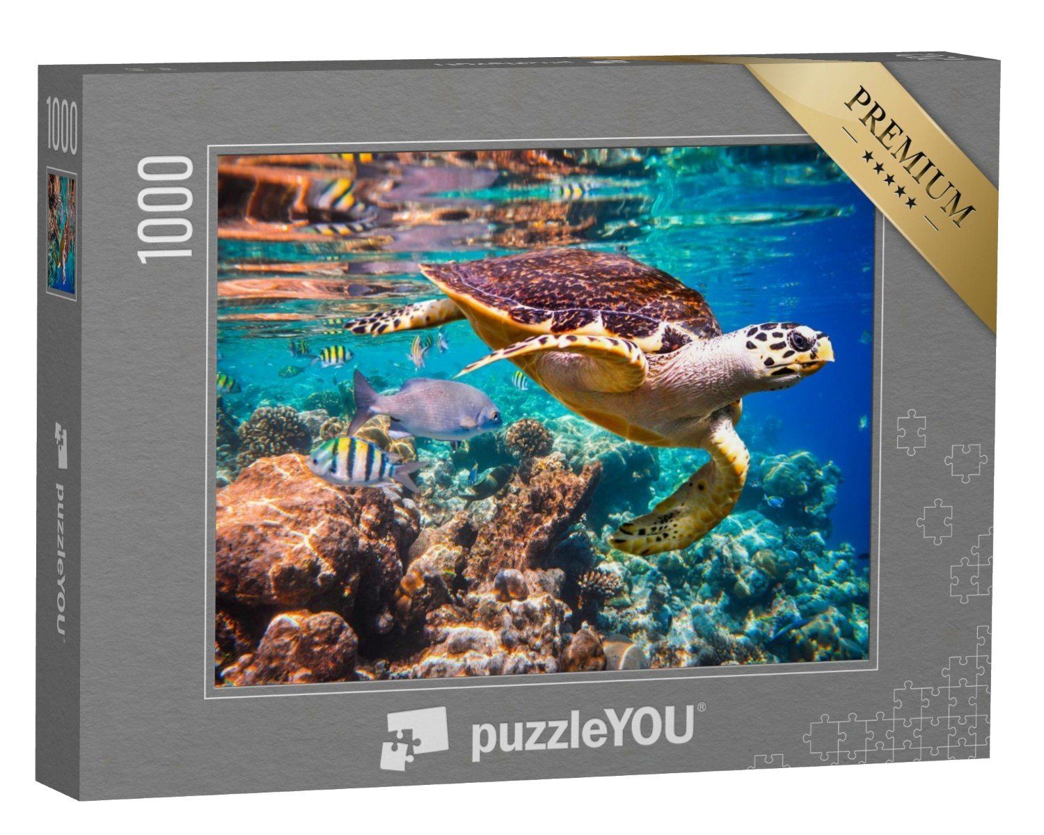 puzzleYOU Puzzle Echte Karettschildkröte im Korallenriff, 1000 Puzzleteile, puzzleYOU-Kollektionen Tiere, 500 Teile, 100 Teile, 2000 Teile