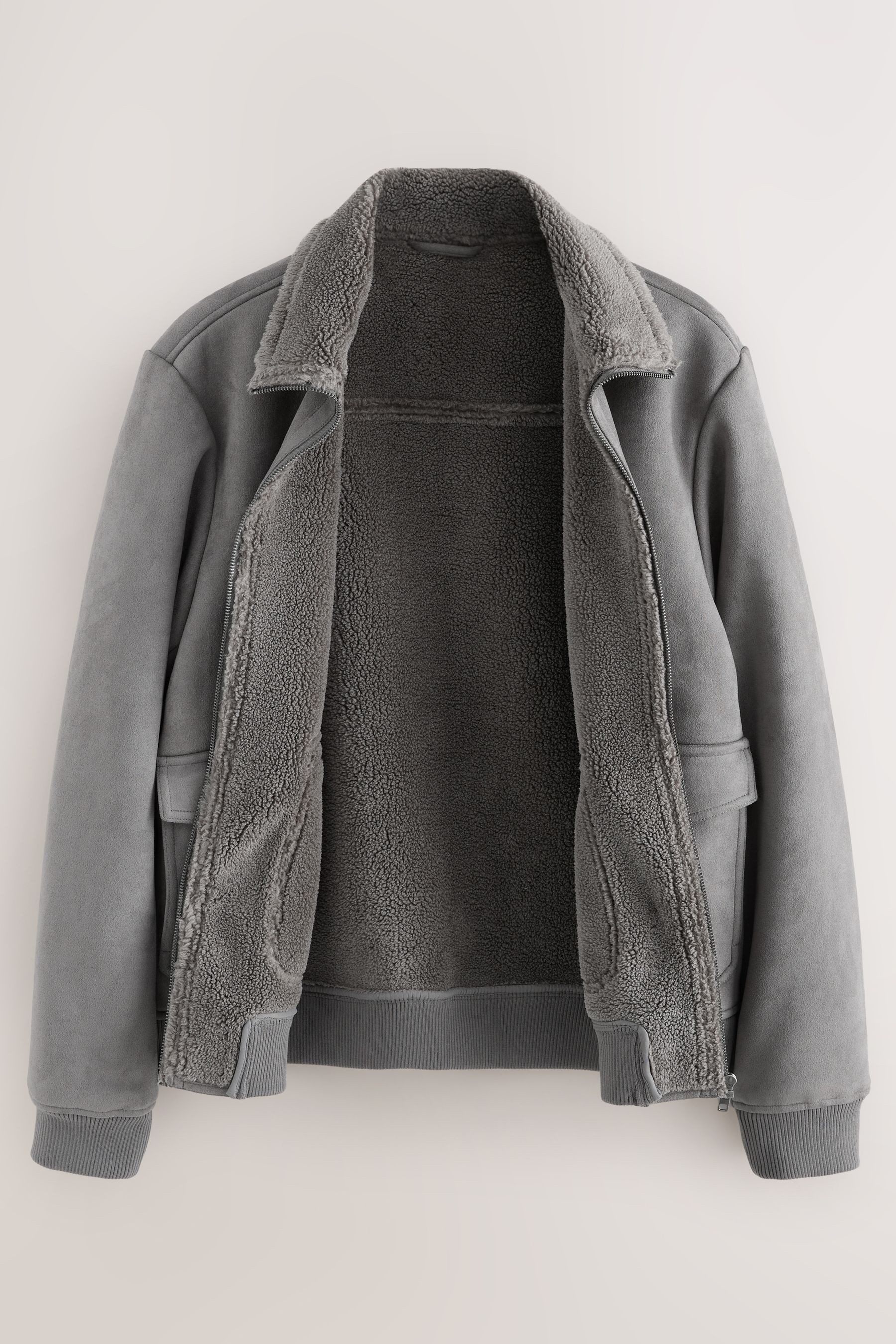 Next Lederjacke Jacke aus Velourskunstfell mit Teddyfutter (1-St) günstig online kaufen