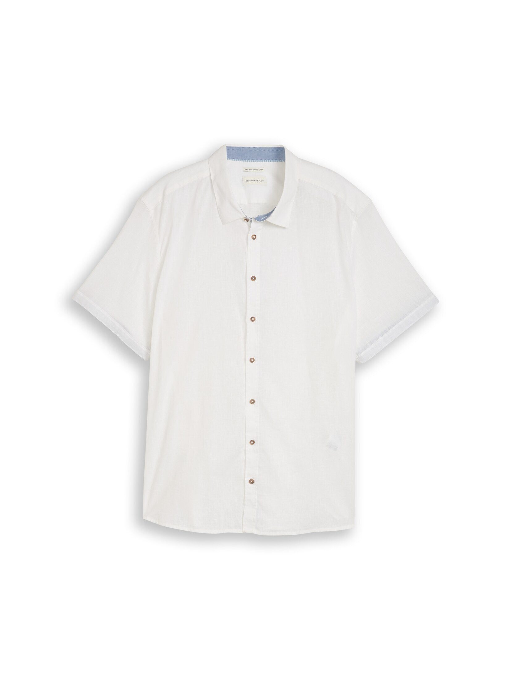 TOM TAILOR PLUS Kurzarmhemd Blusen & Shirts Plus Size - Regular Fit Kurzarmhemd mit Leinenanteil