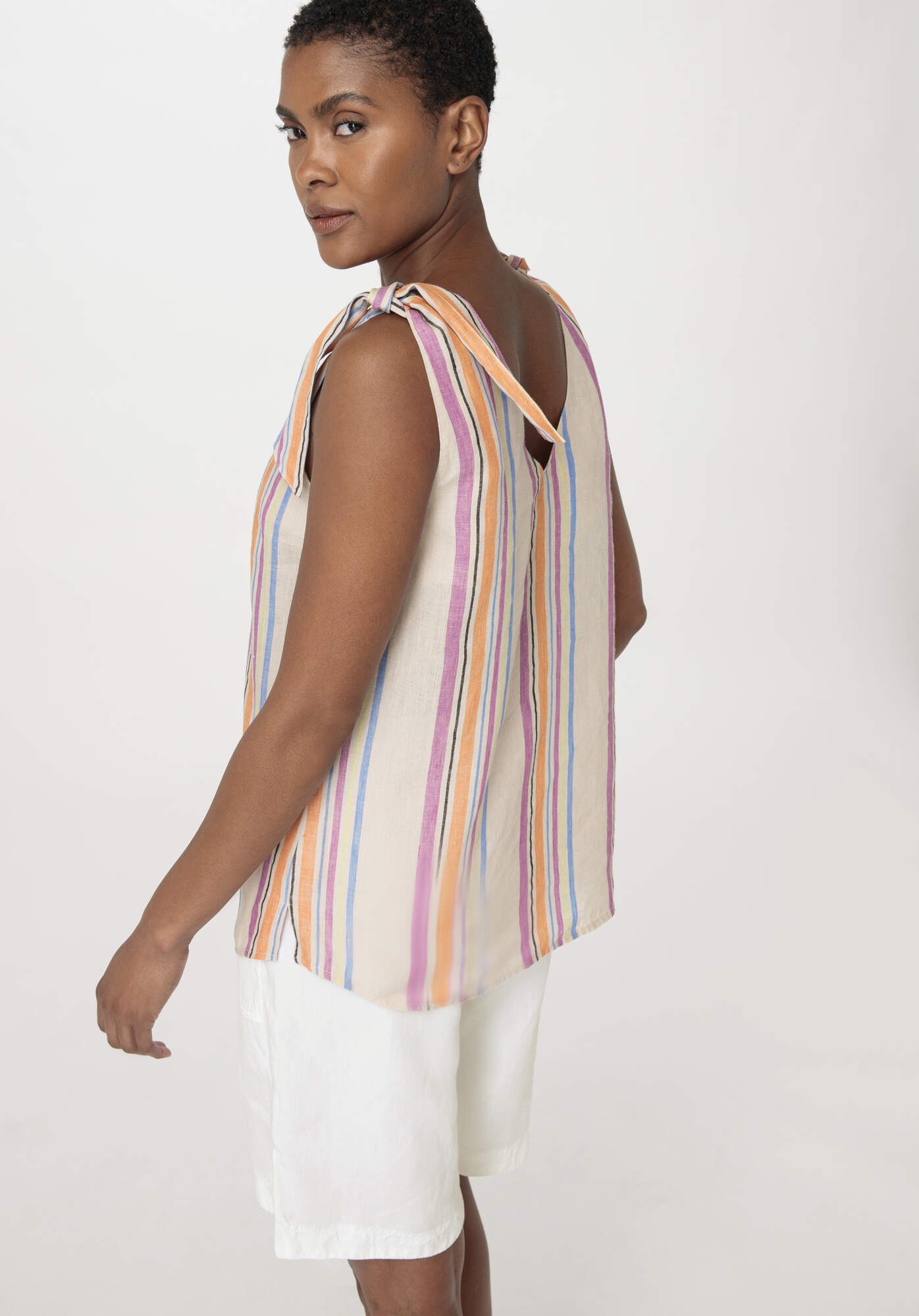 Hessnatur Klassische Bluse Streifen Regular aus reinem Leinen (1-tlg)