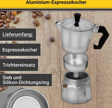 Krüger Espressokocher Italiano, 0,1l Kaffeekanne, traditionell italienisch, aus Aluminium, mit Silikon-Dichtungsring