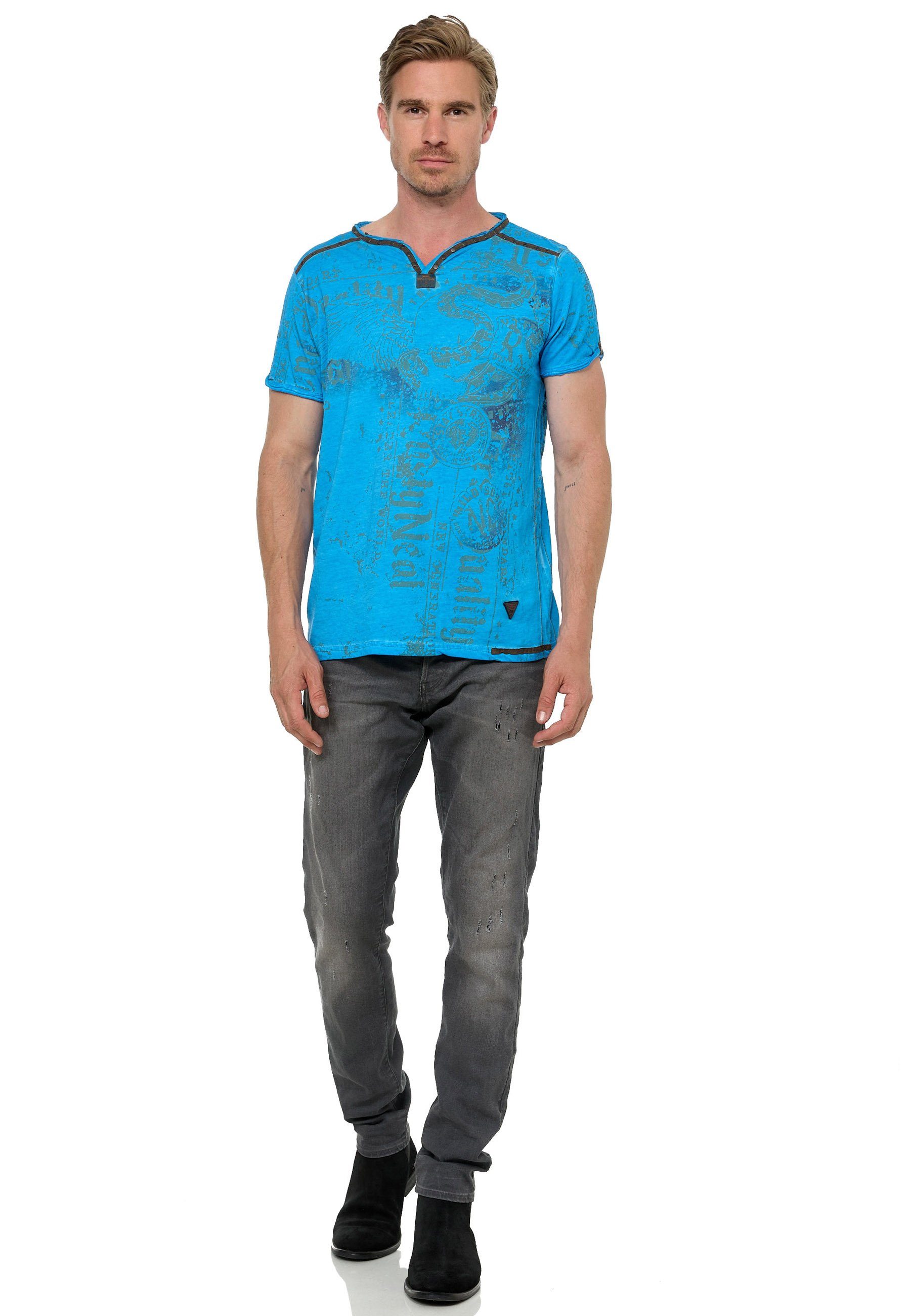 Rusty mit Neal Allover-Druck blau T-Shirt