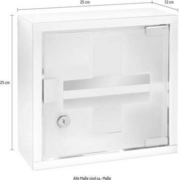 WENKO Medizinschrank Edelstahl und satiniertes Sicherheitsglas, 25 x 25 cm