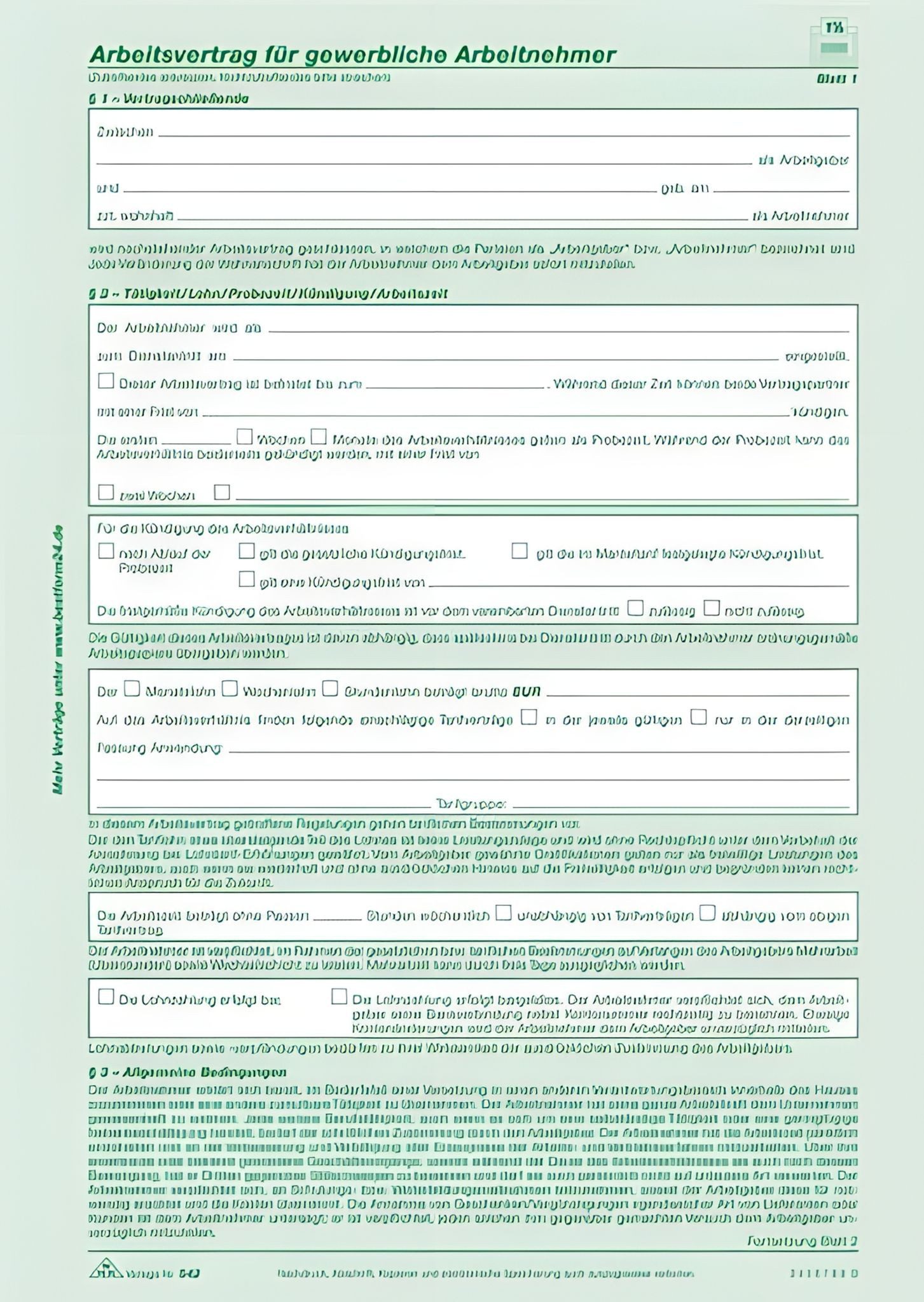 RNK Formularblock RNK Arbeitsvertrag A4 SD 2x2Bl gewerbliche Arbeitnehmer