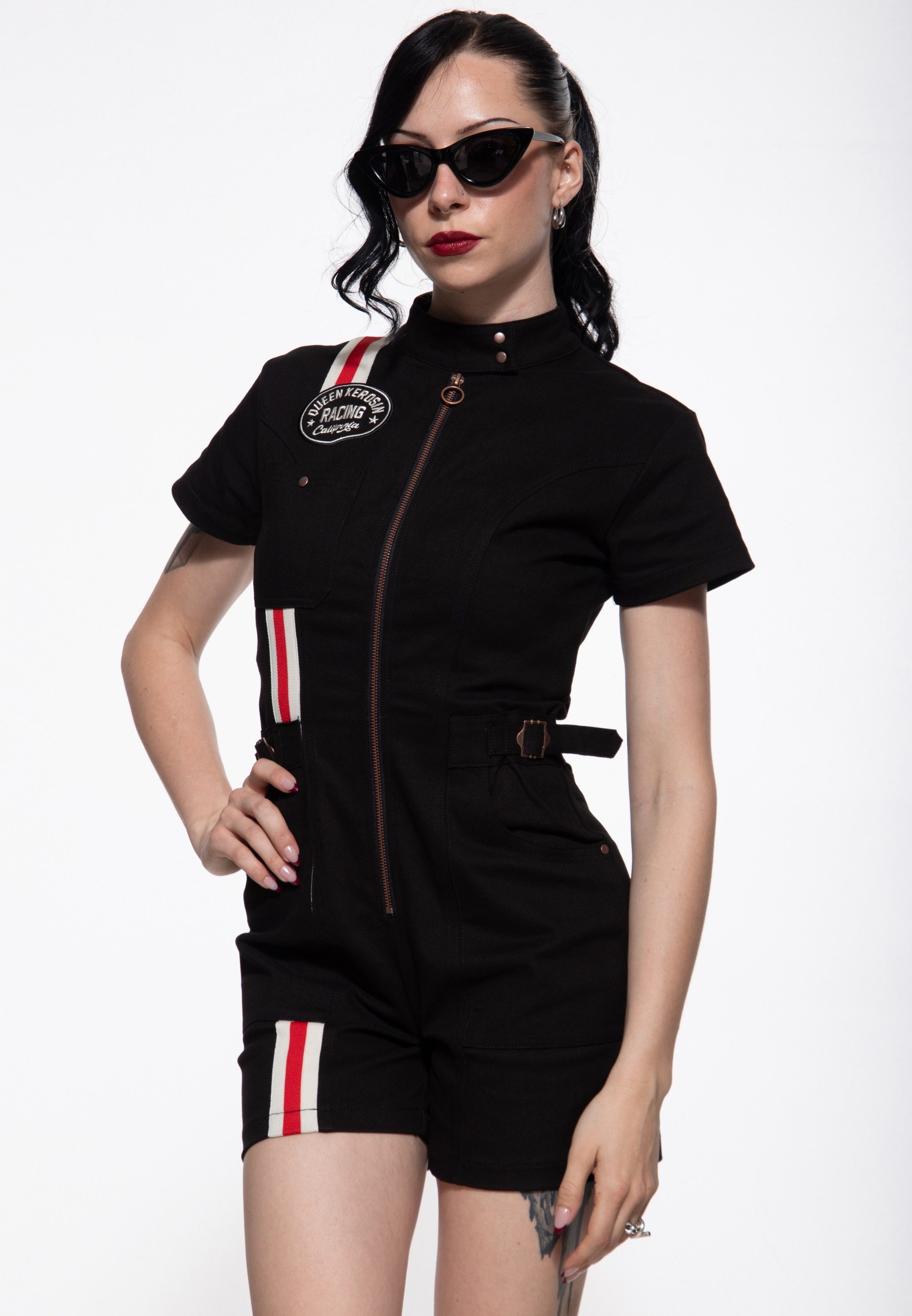 QueenKerosin Overall Speed Is Our Passion mit Racing-Streifen