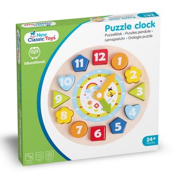 New Classic Toys® Lernspielzeug Puzzle Uhr Lernspielzeug für Kinder aus Holz mit Zahlen und Uhrzeiten