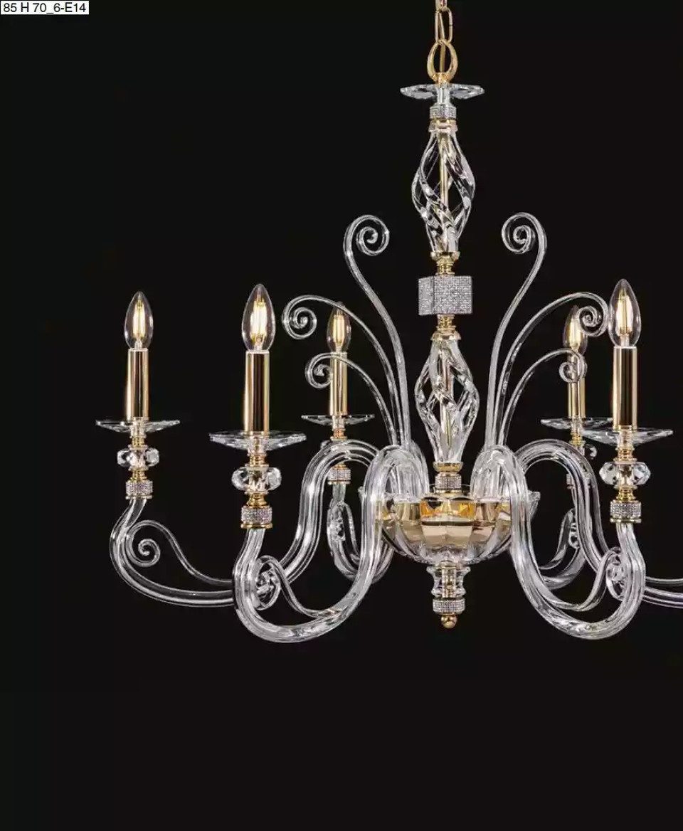 Xlmoebel Kronleuchter Goldene Kristall-Deckenlampe mit luxuriösem Design, Kerzenform, Hergestellt in Europa