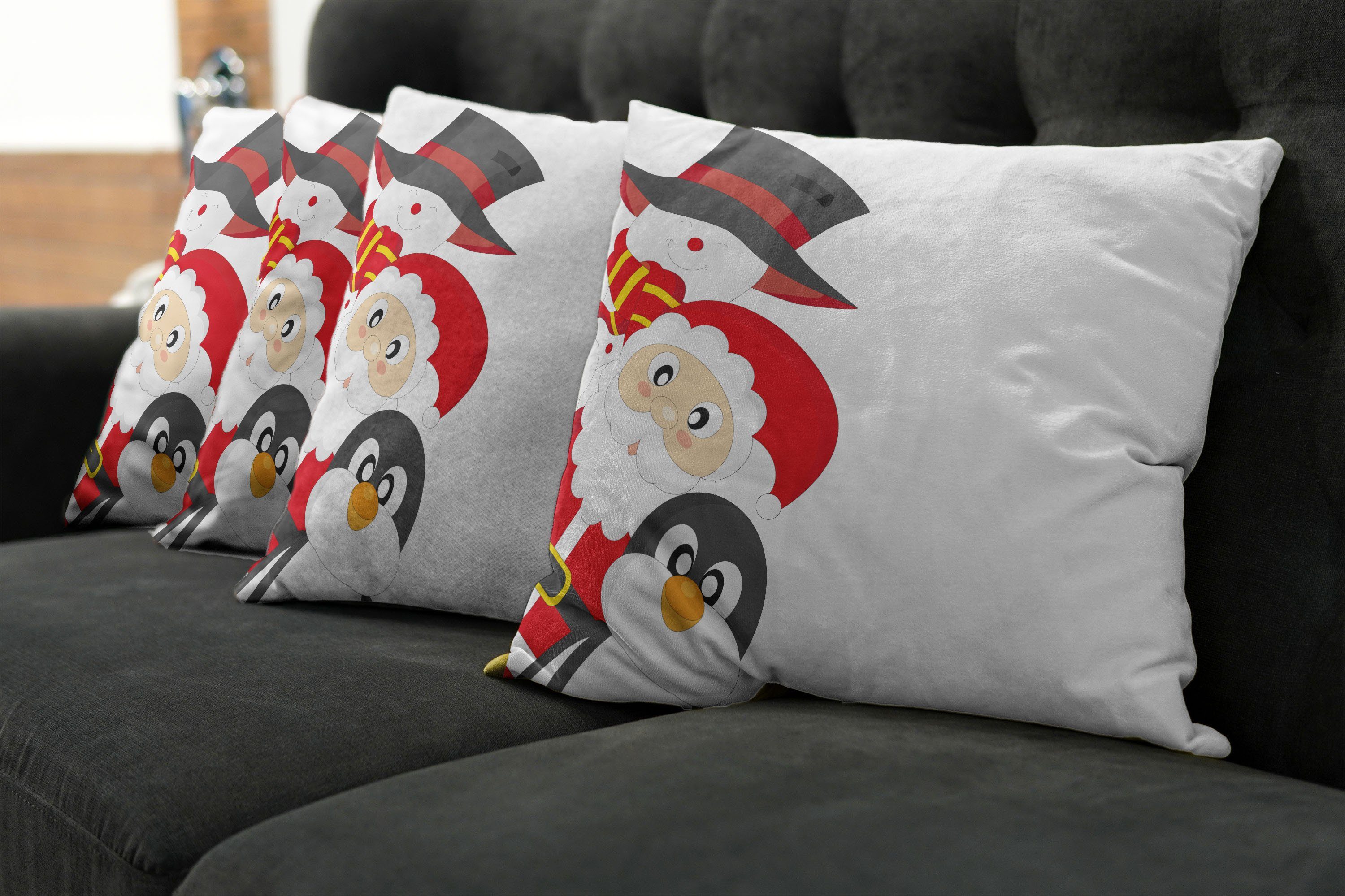 Kissenbezüge Modern Accent Doppelseitiger Weihnachten (4 Happy Abakuhaus Penguin Stück), Santa Digitaldruck