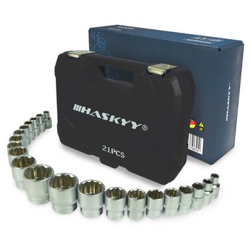 HASKYY Bit- und Steckschlüsselset Steckschlüssel Nusskasten 8-36mm Vielzahn Nusskasten Nüsse Steckschlüs