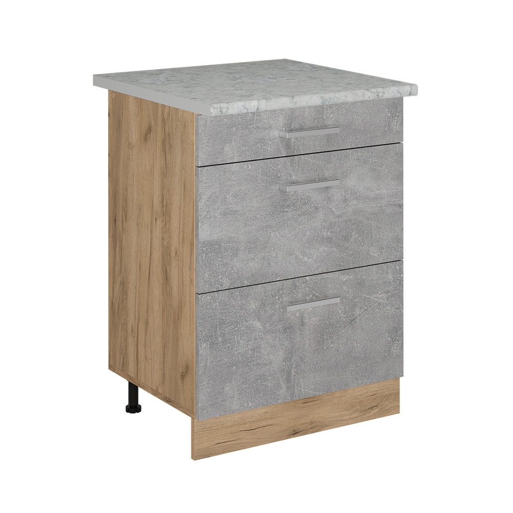 Vicco Unterschrank R-Line, Beton/Goldkraft Eiche, 60 cm AP Marmor (1-St)