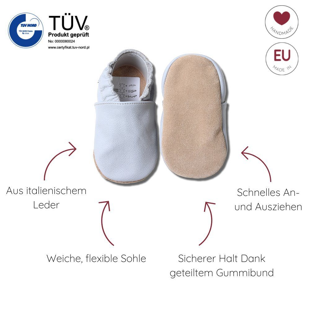 flexibel EU, Krabbelschuh und HOBEA-Germany grau Waschbär Rutschfest handgefertigt der in Patschen Lederpuschen Krabbelschuhe