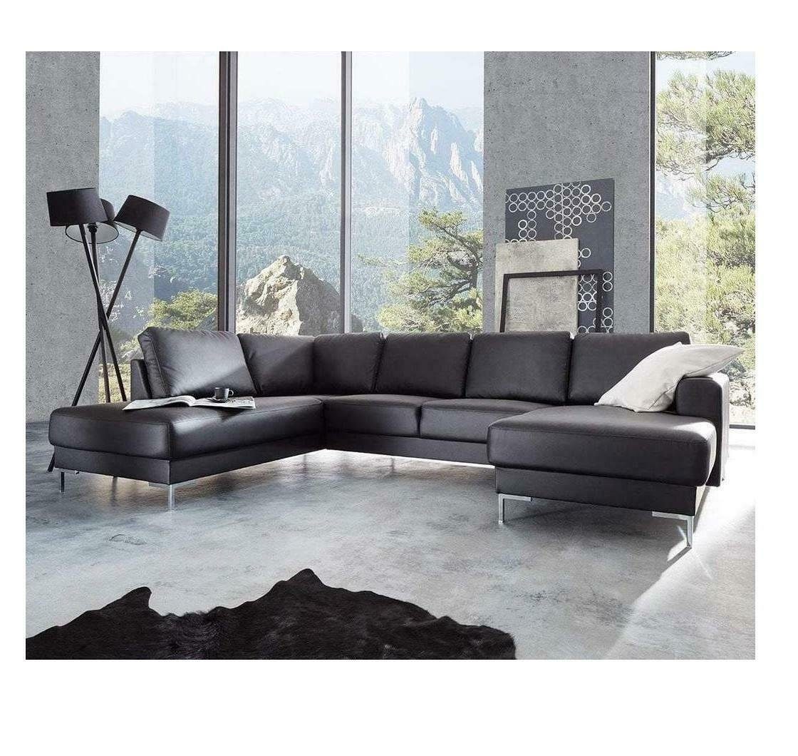 Luxus Sofa Wohnlandschaft Made Couch Sofa Polstermöbel Neu, U-Form in schwarzes Europe JVmoebel