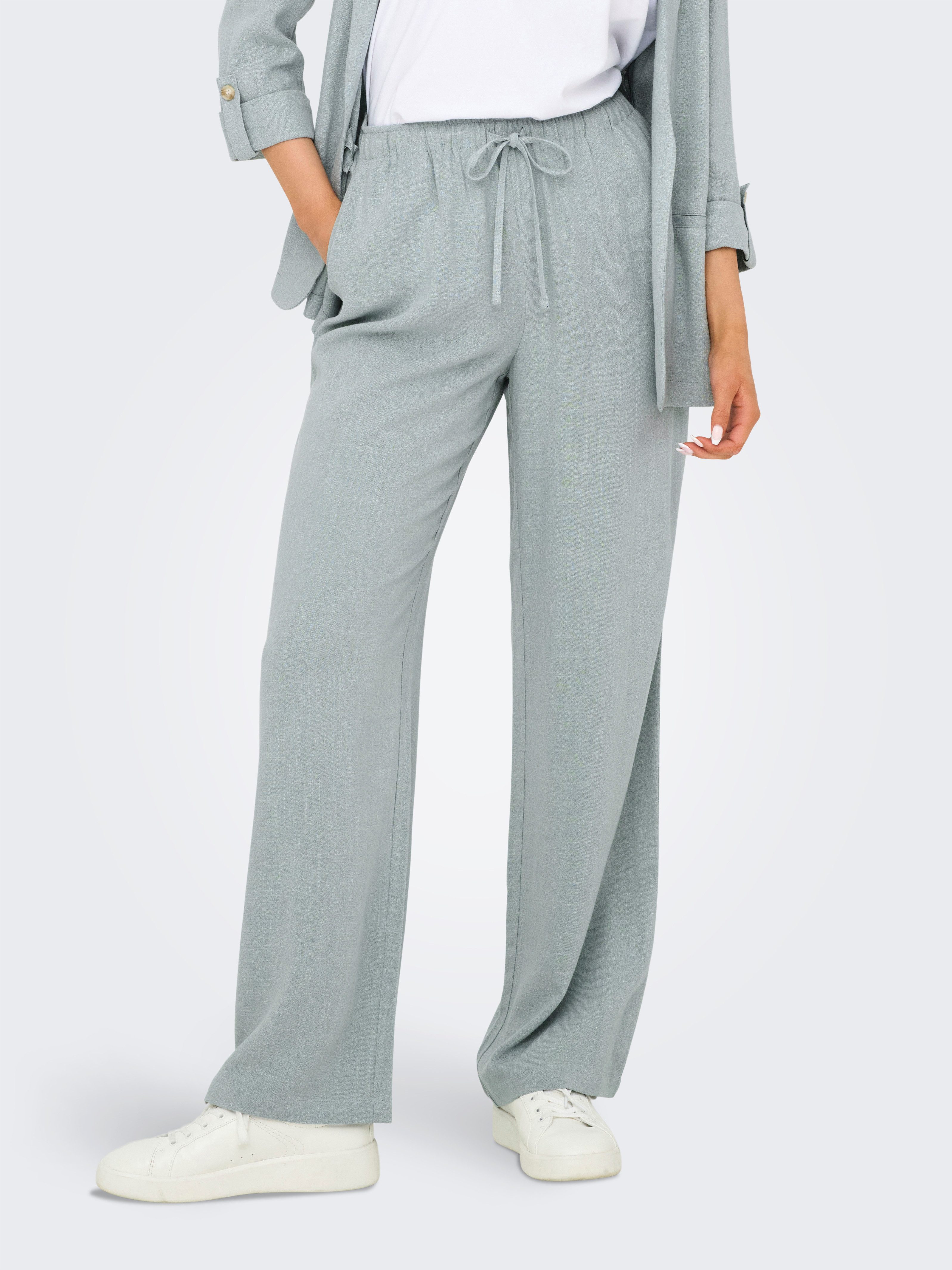 ONLY Schlupfhose ONLSIESTA MW PULL-UP LINEN BL PNT NOOS Viskosemischung