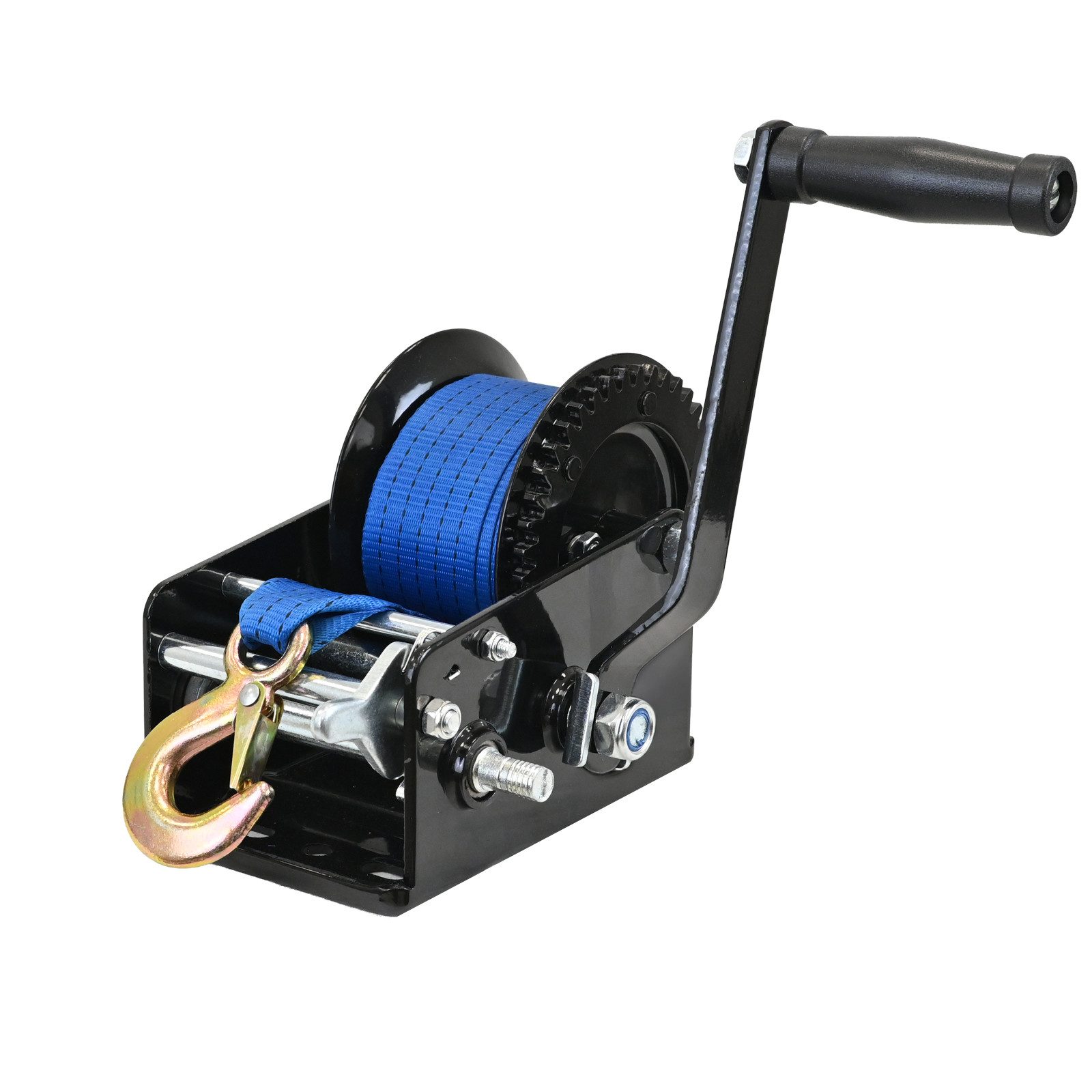 TRUTZHOLM Winde Gurtwinde 1360 kg Gurtlänge 10 m Gurtbreite 5 cm Bootswinde Handwinde, (1-St), Lasthaken mit Tropfenöffnung, Sperrhebel