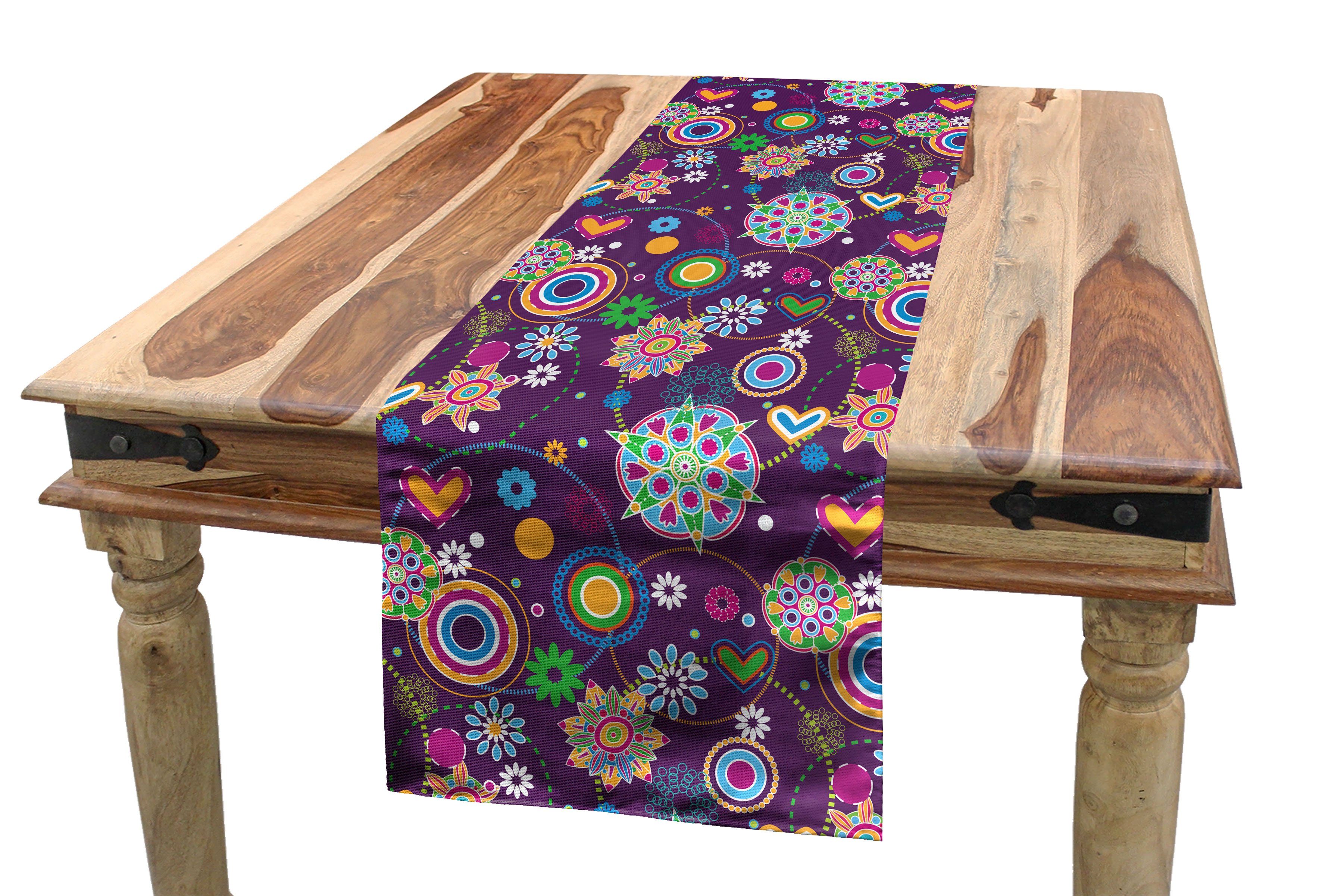 Küche Tischläufer, Esszimmer Abakuhaus Sixties Dekorativer Rechteckiger Tischläufer Inspirations Hippie