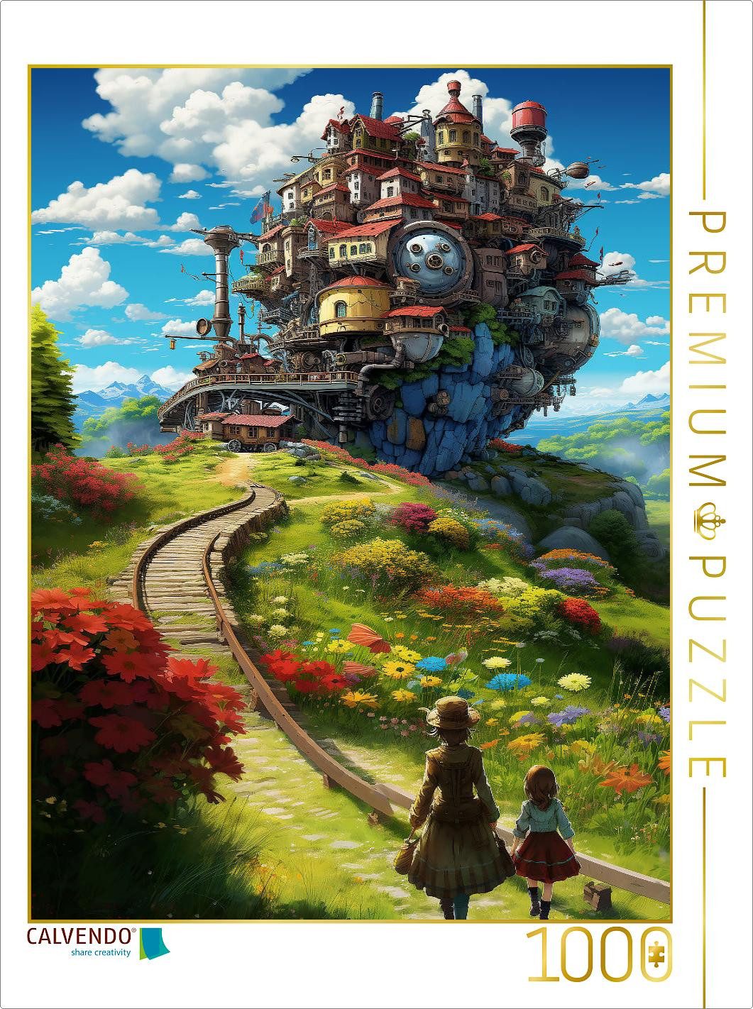CALVENDO Puzzle CALVENDO Puzzle Eisenbahnschloss im Anime Manga Style, 1000 Teile Leg, 1000 Puzzleteile