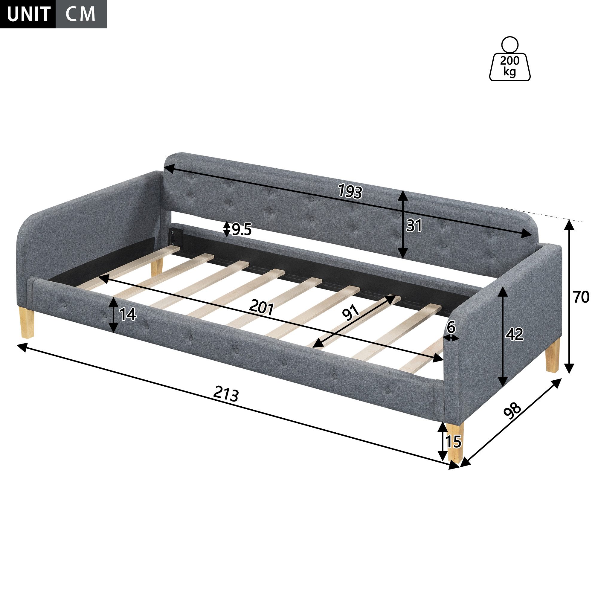 Ulife Daybett Leinen Schlafsofa Sofabett Einzelbett günstig online kaufen