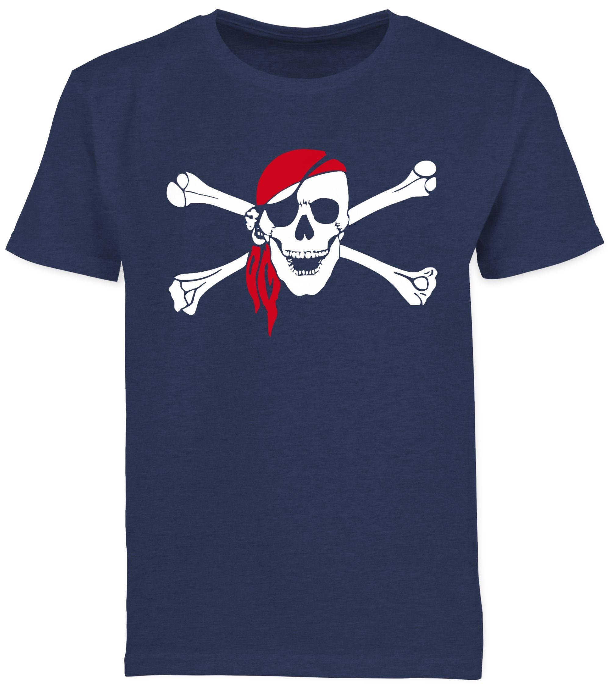 Dunkelblau Totenkopf Meliert Shirtracer T-Shirt Pirat Kindermotive 3 Kopftuch