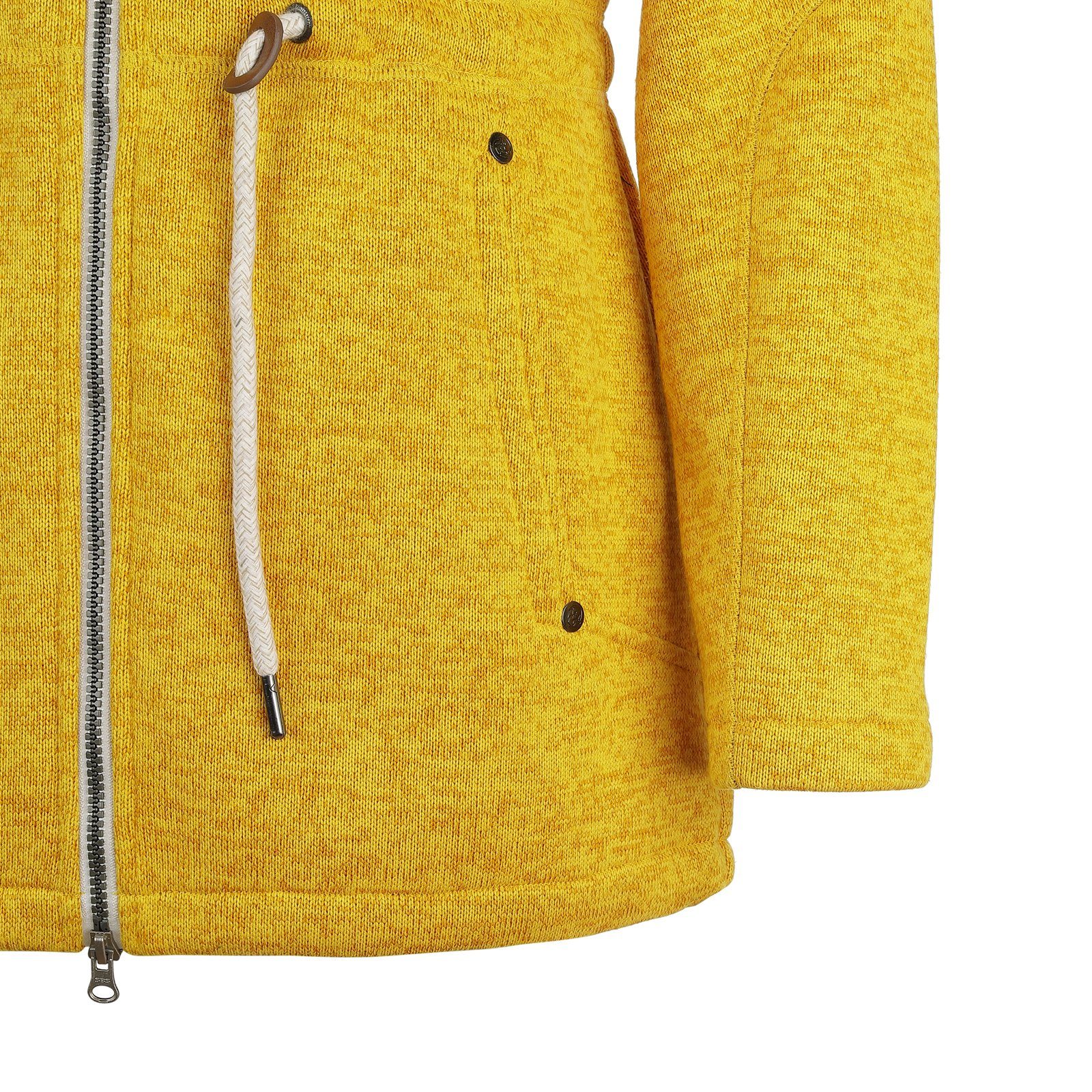 Dry Fashion Wollmantel Damen Fleece-Mantel melange Wärmende gelb Fleecejacke Peter-Ording - mit Kapuze St